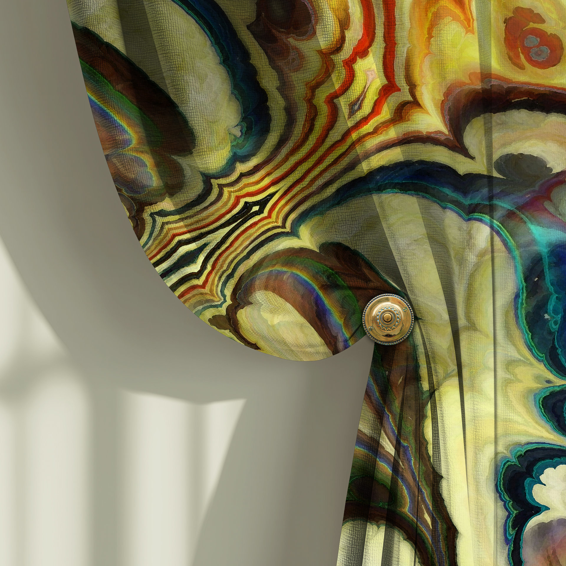 Colorful Abstract Art Window Curtains, Rod Pocket Panels