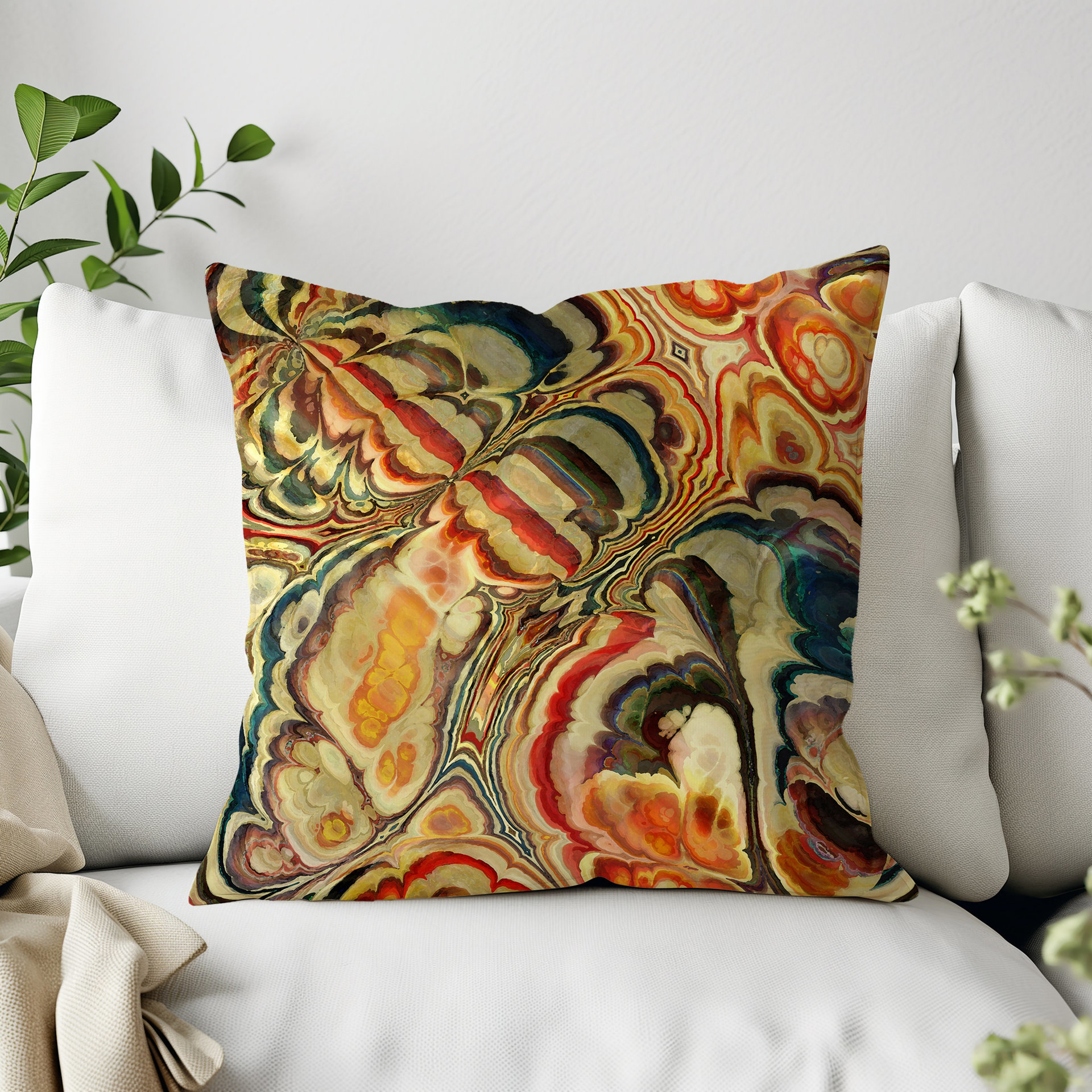 Baroque Style Abstract Art Throw Pillow