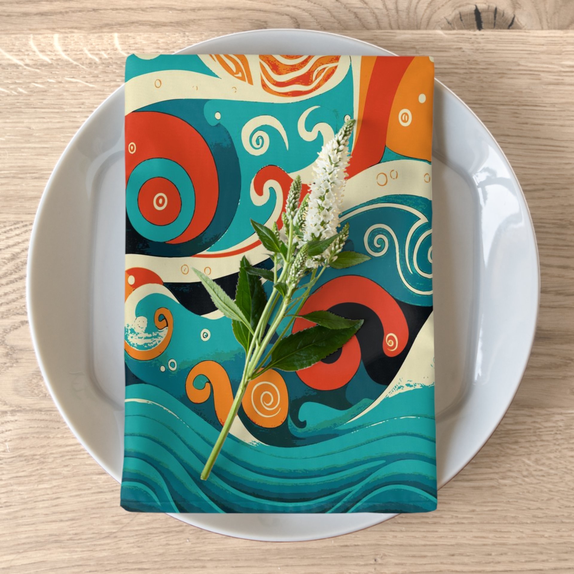 Ocean Waves Cotton Table Napkin