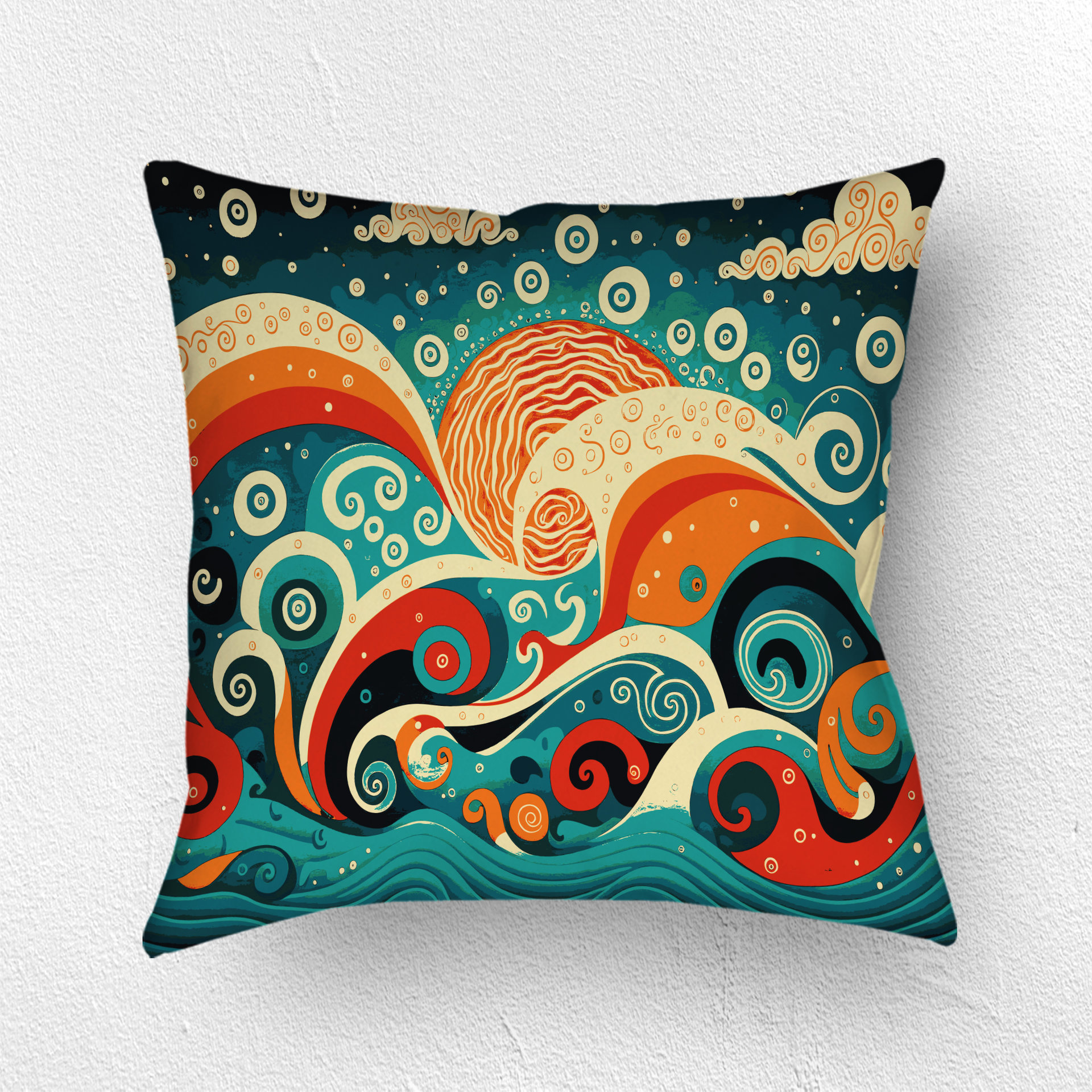Nautical Folk Art Throw Pillow