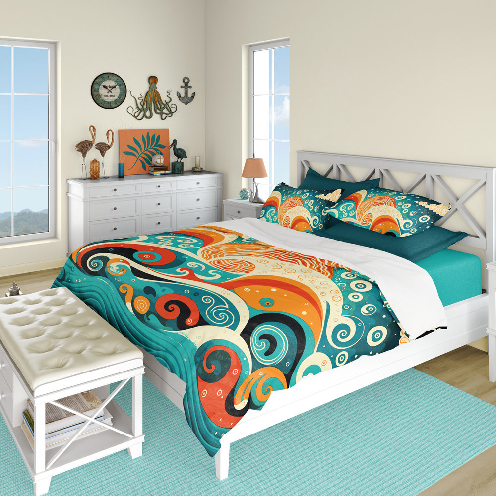 Ocean Waves Nautical Folk Art Bedding
