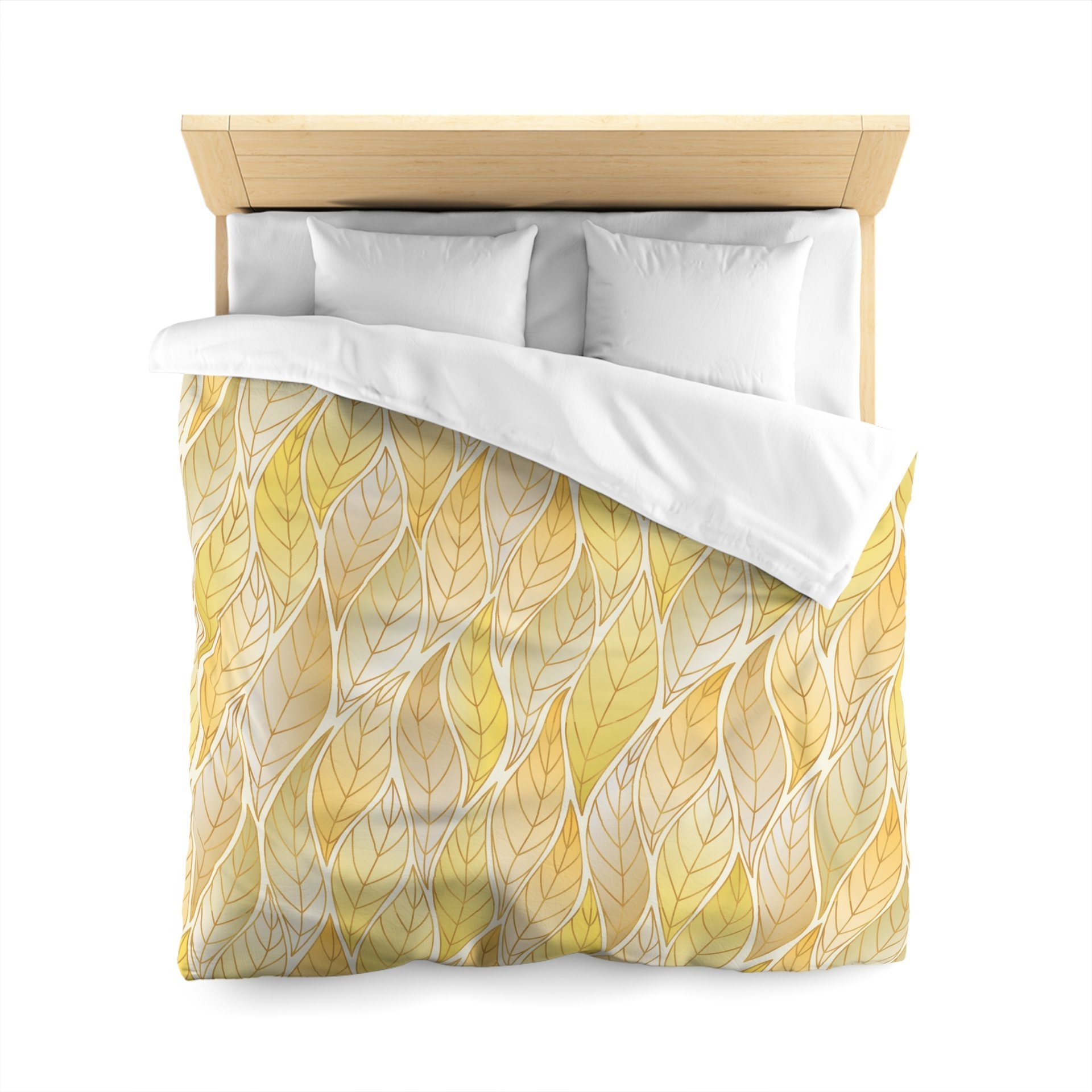 Yellow Ombré Leaves Queen Duvet Cover