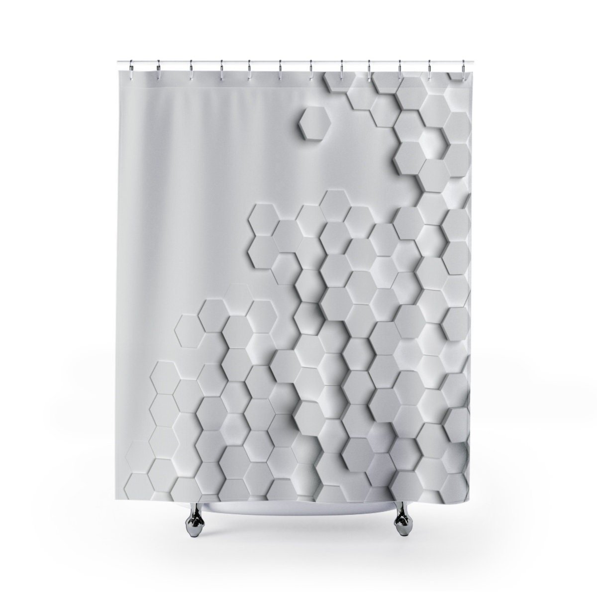 Monochromatic hexagon pattern Geometric 3D Shower Curtain