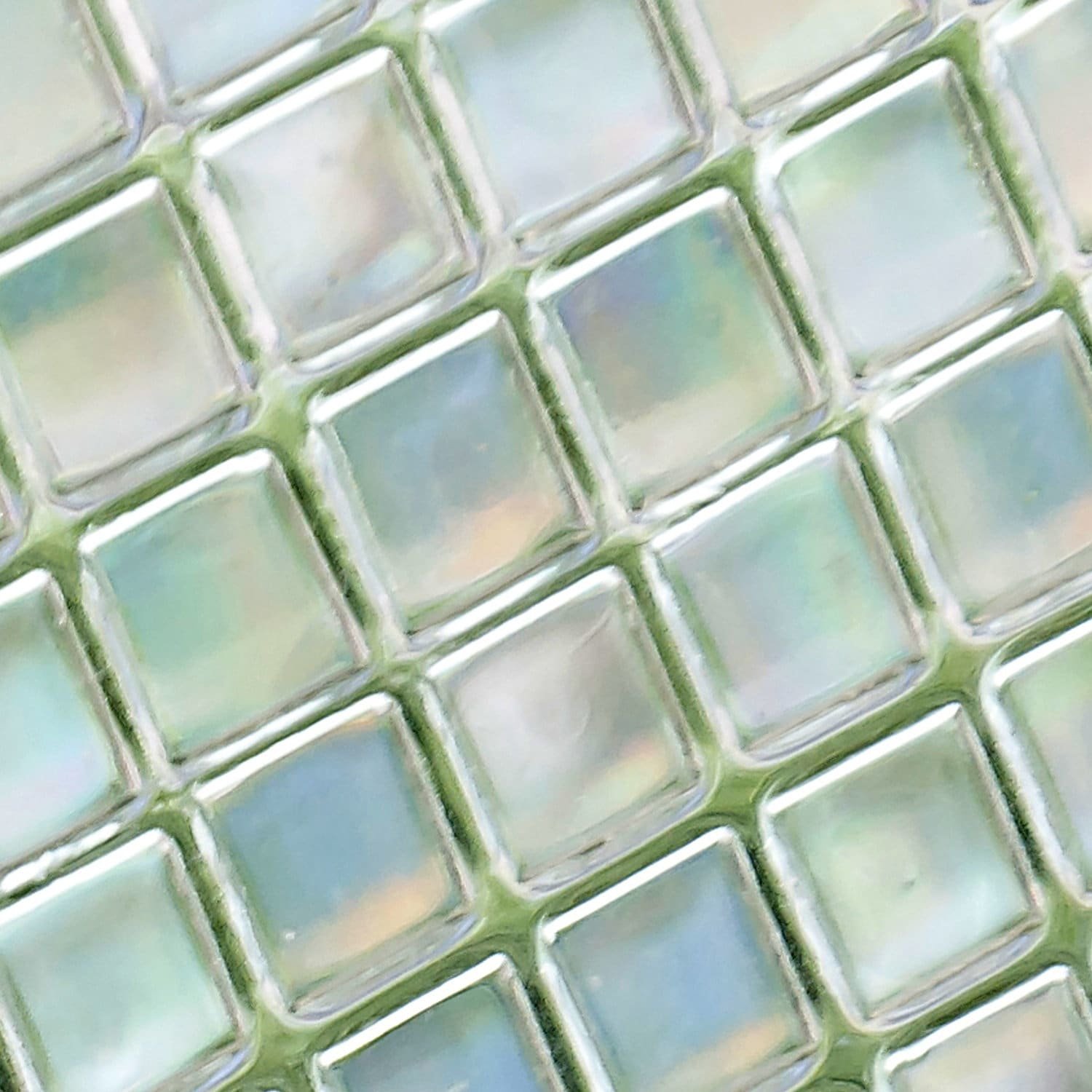 Green Ombré Glass Tile Shower Curtain close up