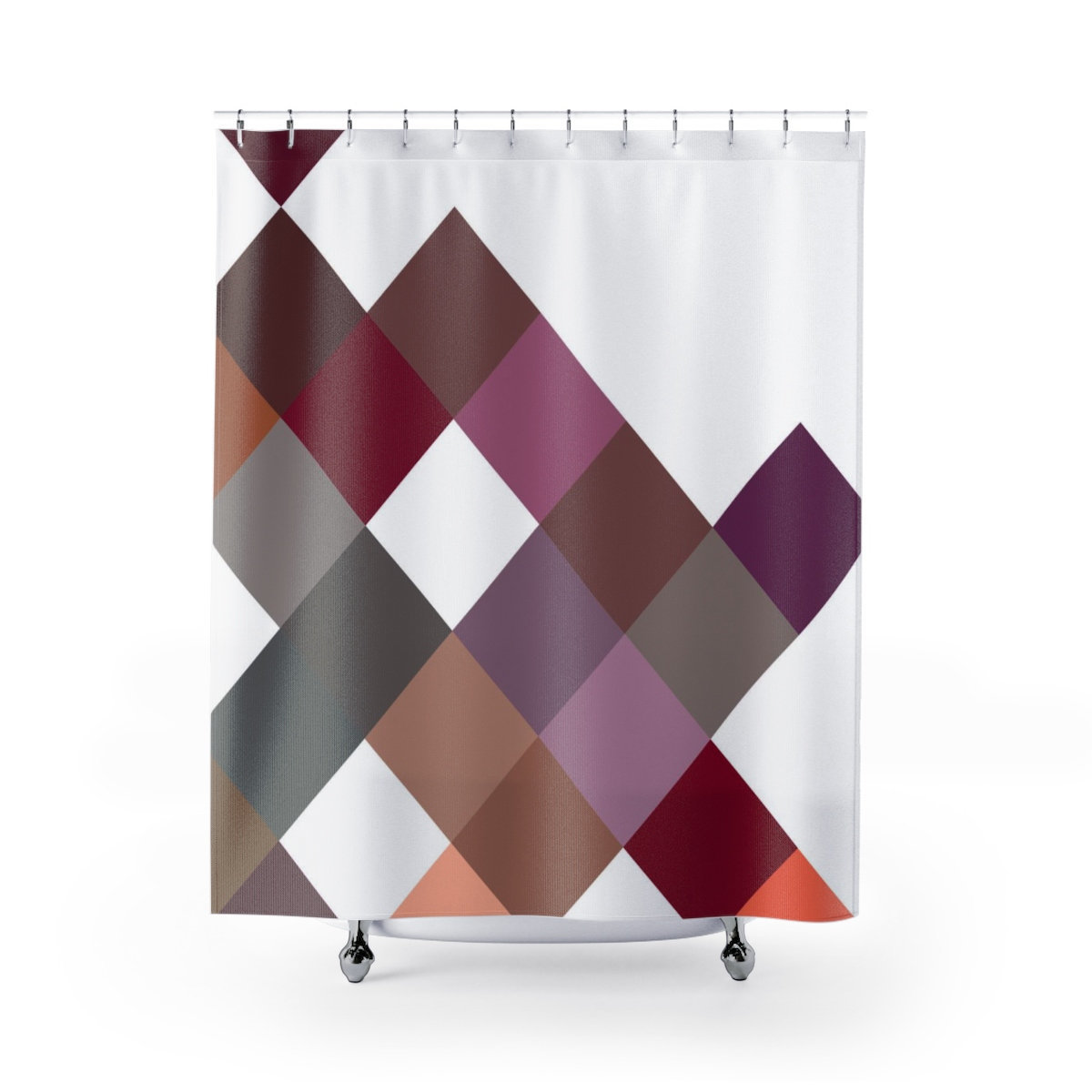 Burgundy and Purple Large Squares Shower Curtain