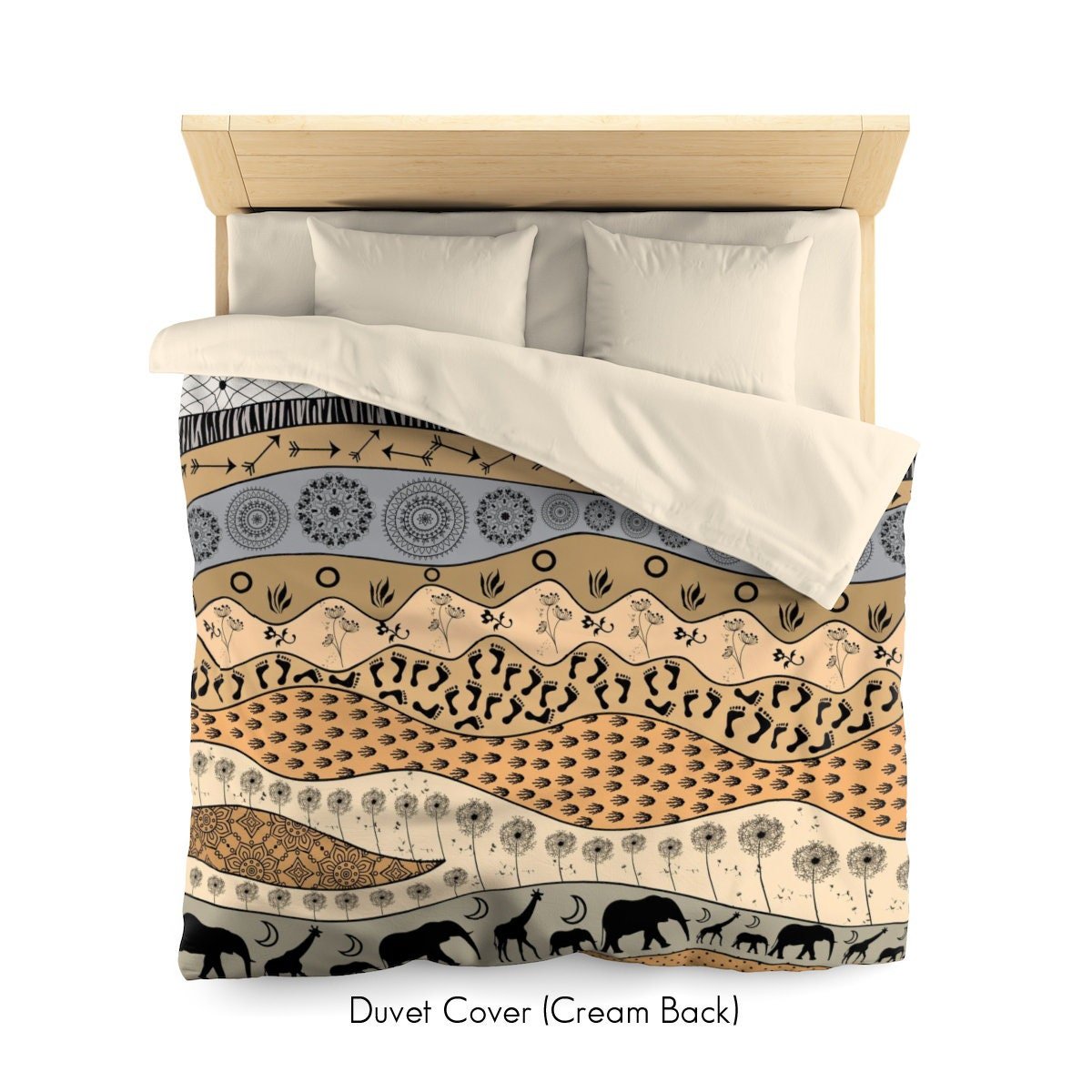 Neutral African Art queen duvet cover