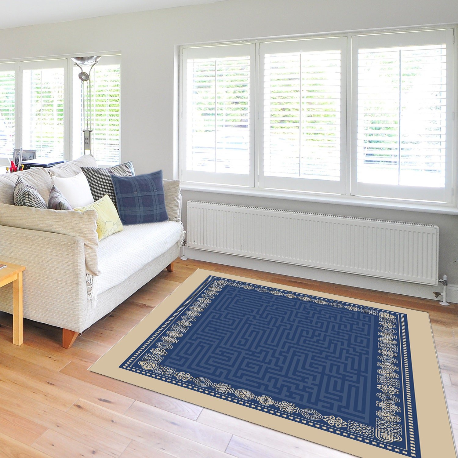 Blue & Beige Celtic Knot Rug