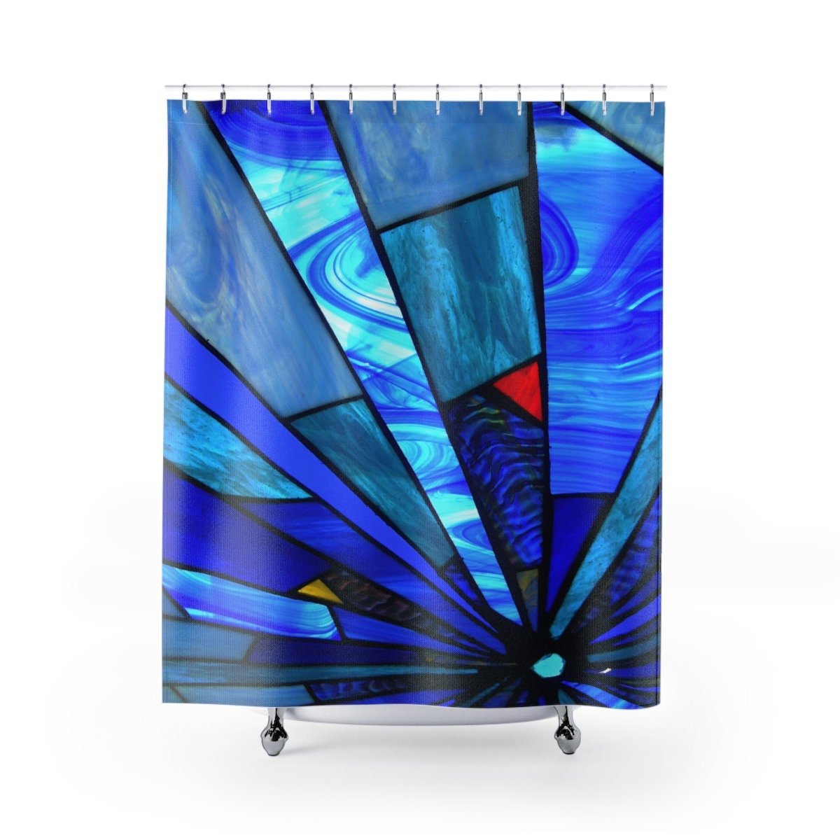 Blue Stained Glass Shower Curtain