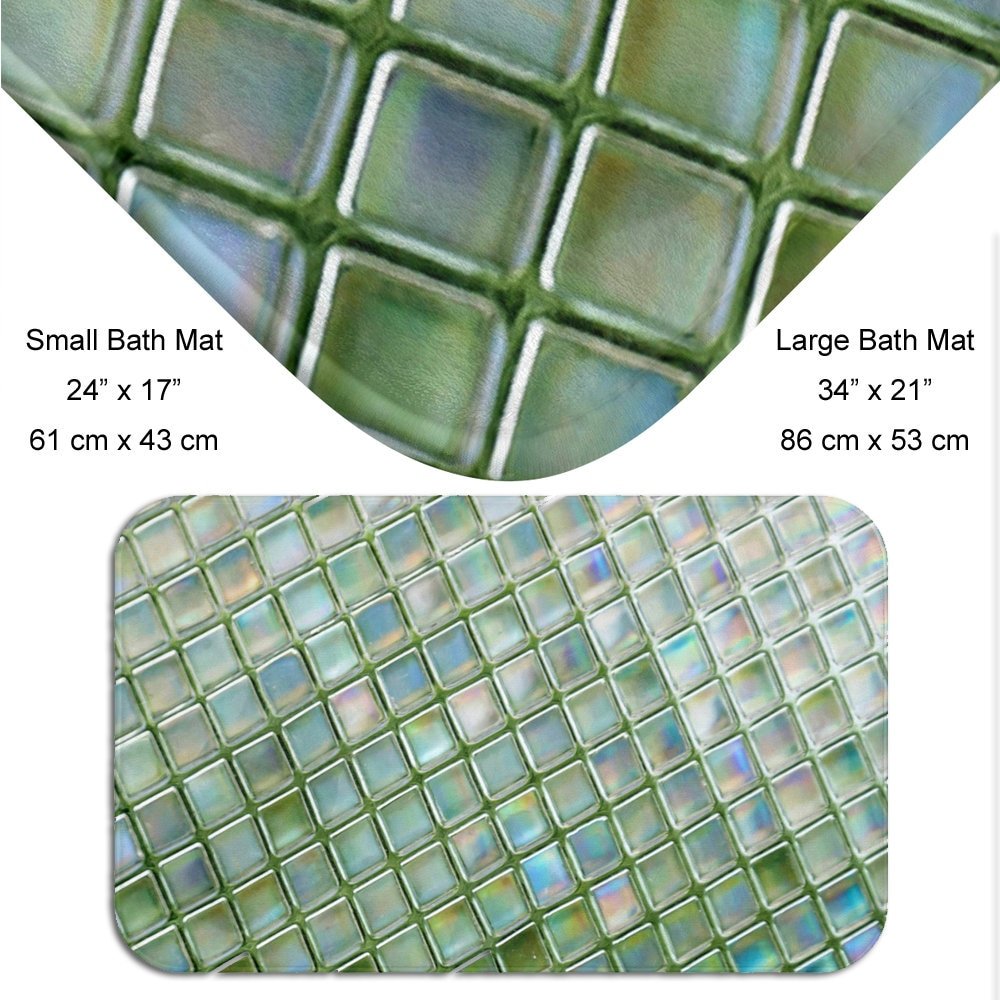 Green Ombré Glass Tile bath mat sizes