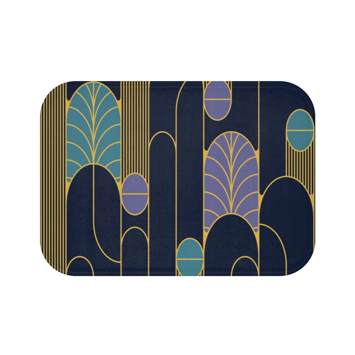 Navy Blue Art Deco Small Bath Mat