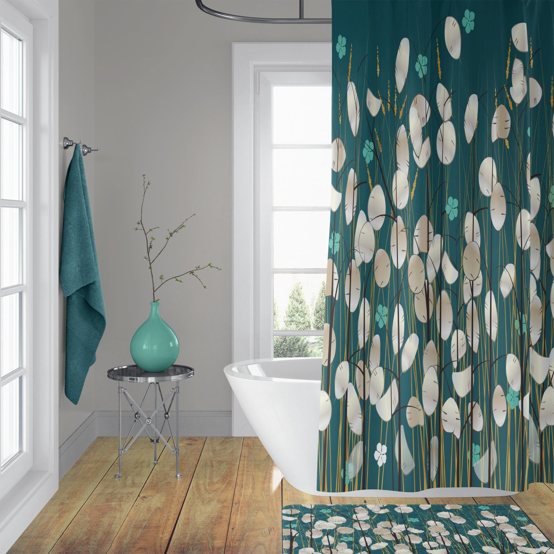 Lunaria Plant Shower Curtain set