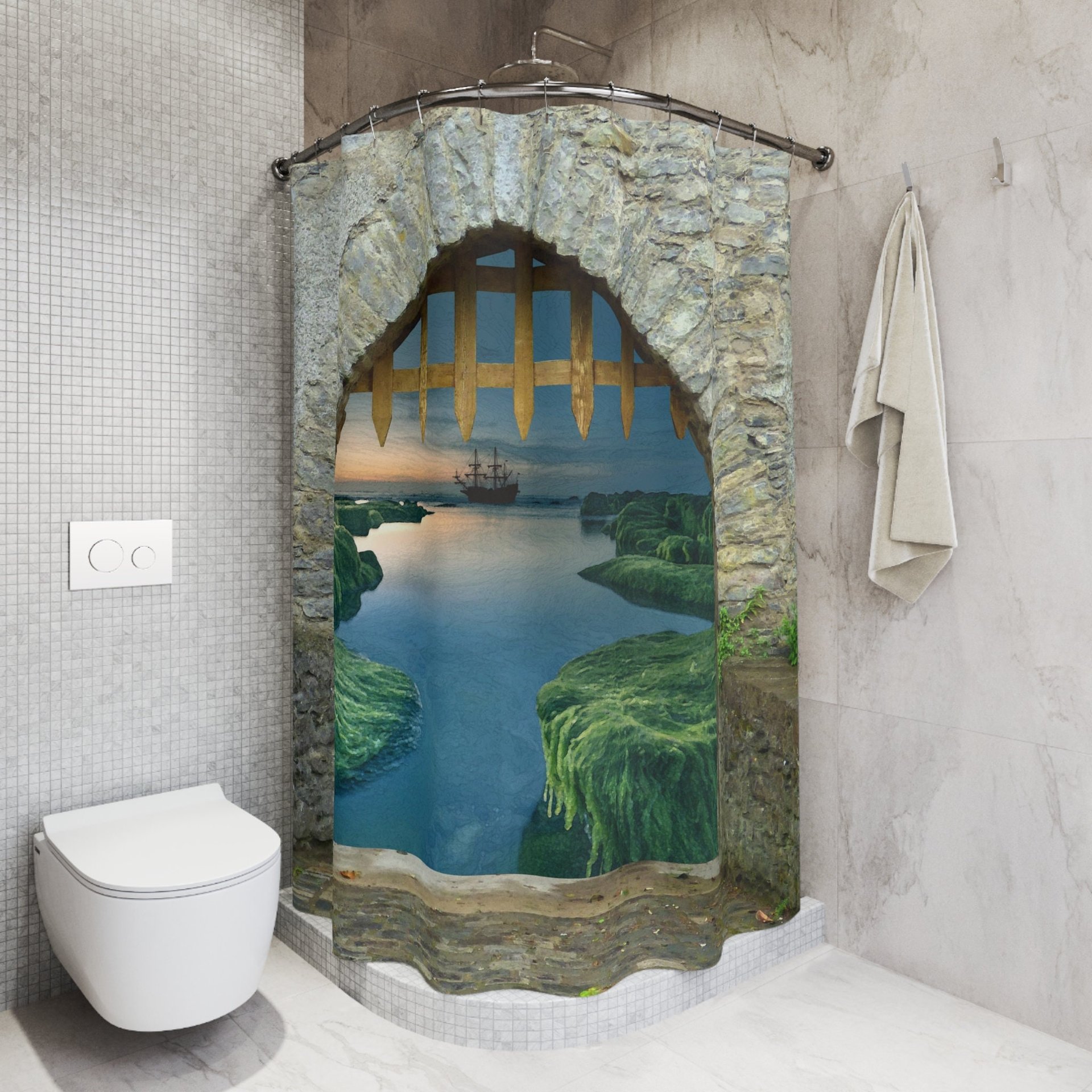 Medieval Castle Drawbridge Shower Curtain
