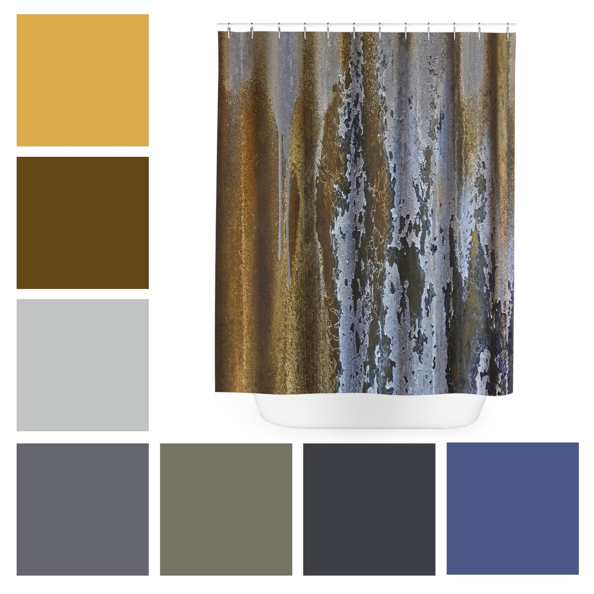 Unusual industrial shower curtain color palette