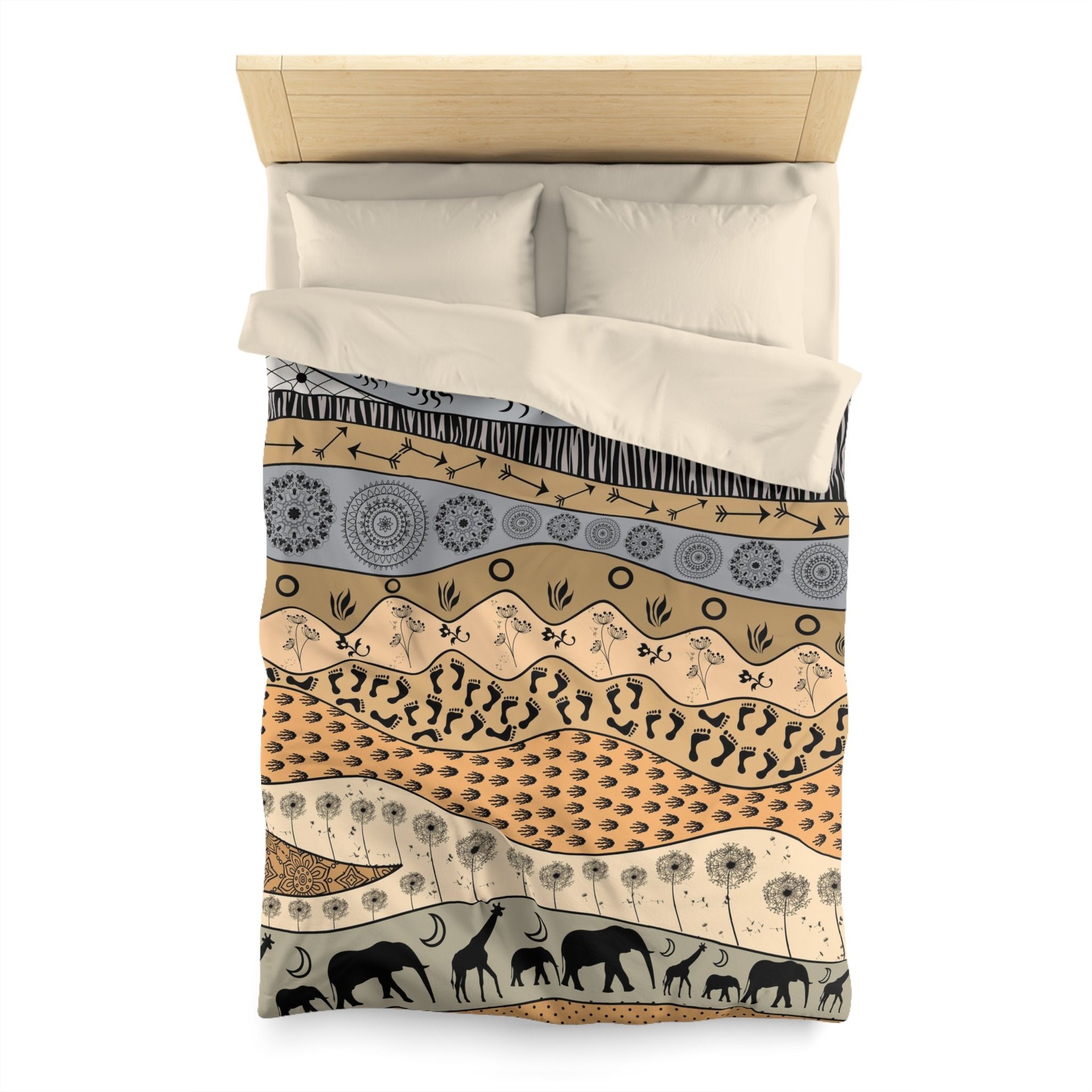 Neutral African Art twin duvet cover