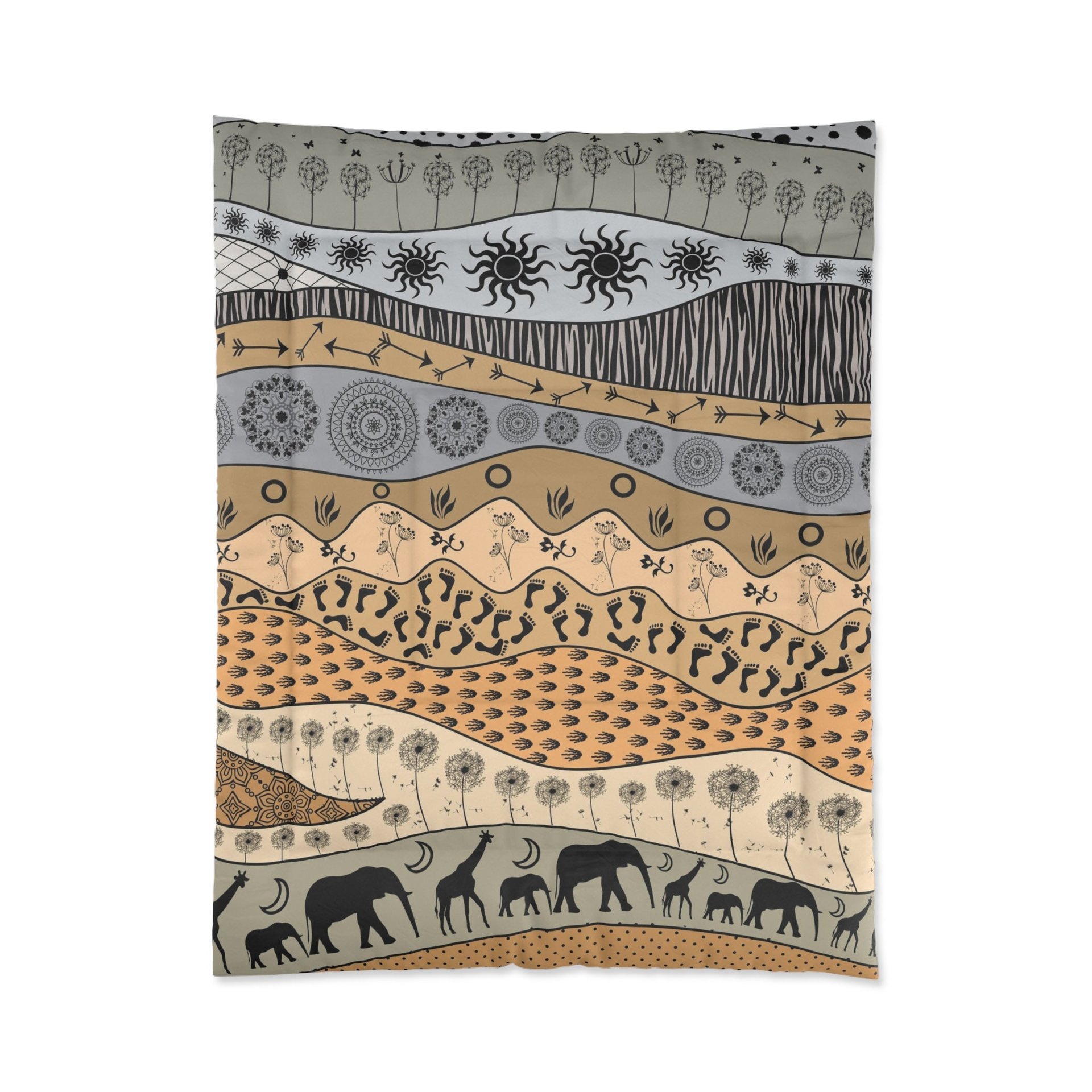 Neutral African Art twin comforter