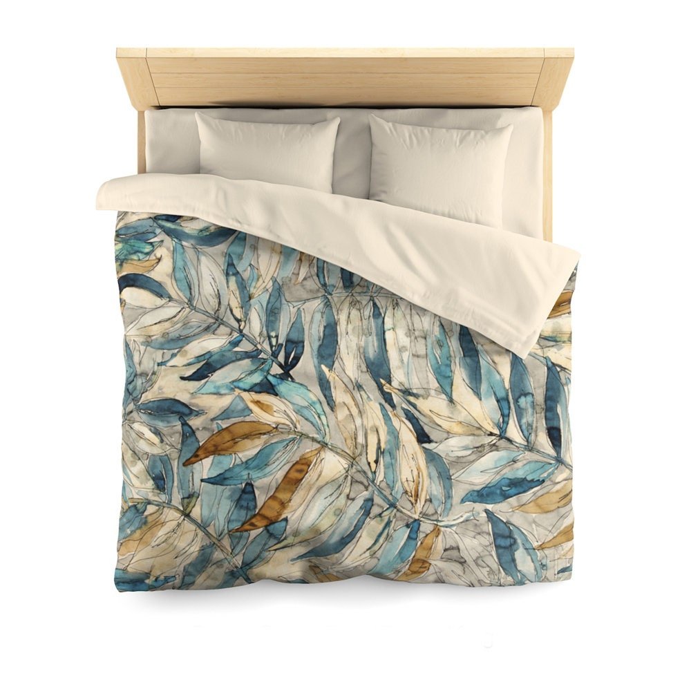 Watercolor Leaves queen duvet