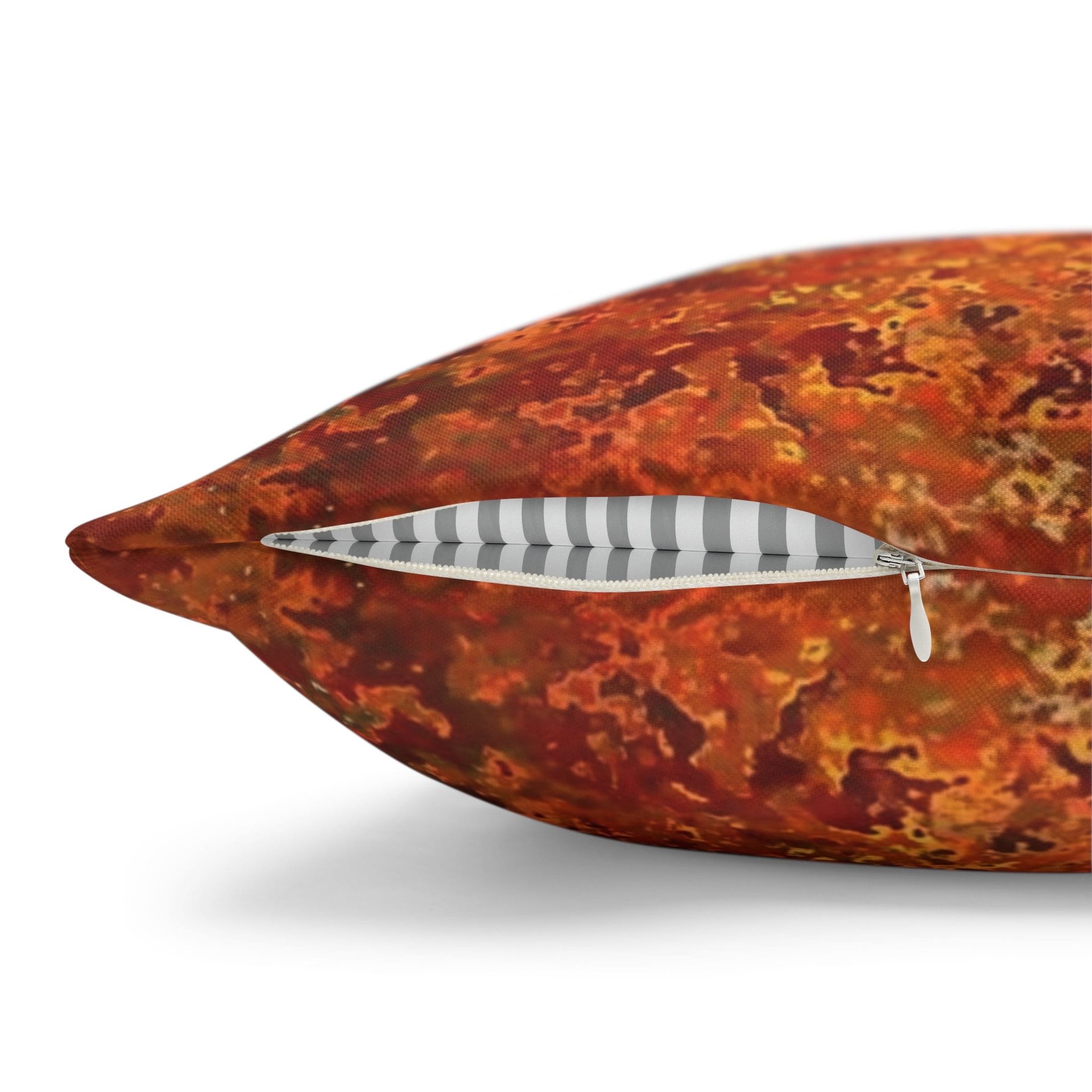 Burnt Orange and Blue Rusted Metal Pillow Concealed Zipper