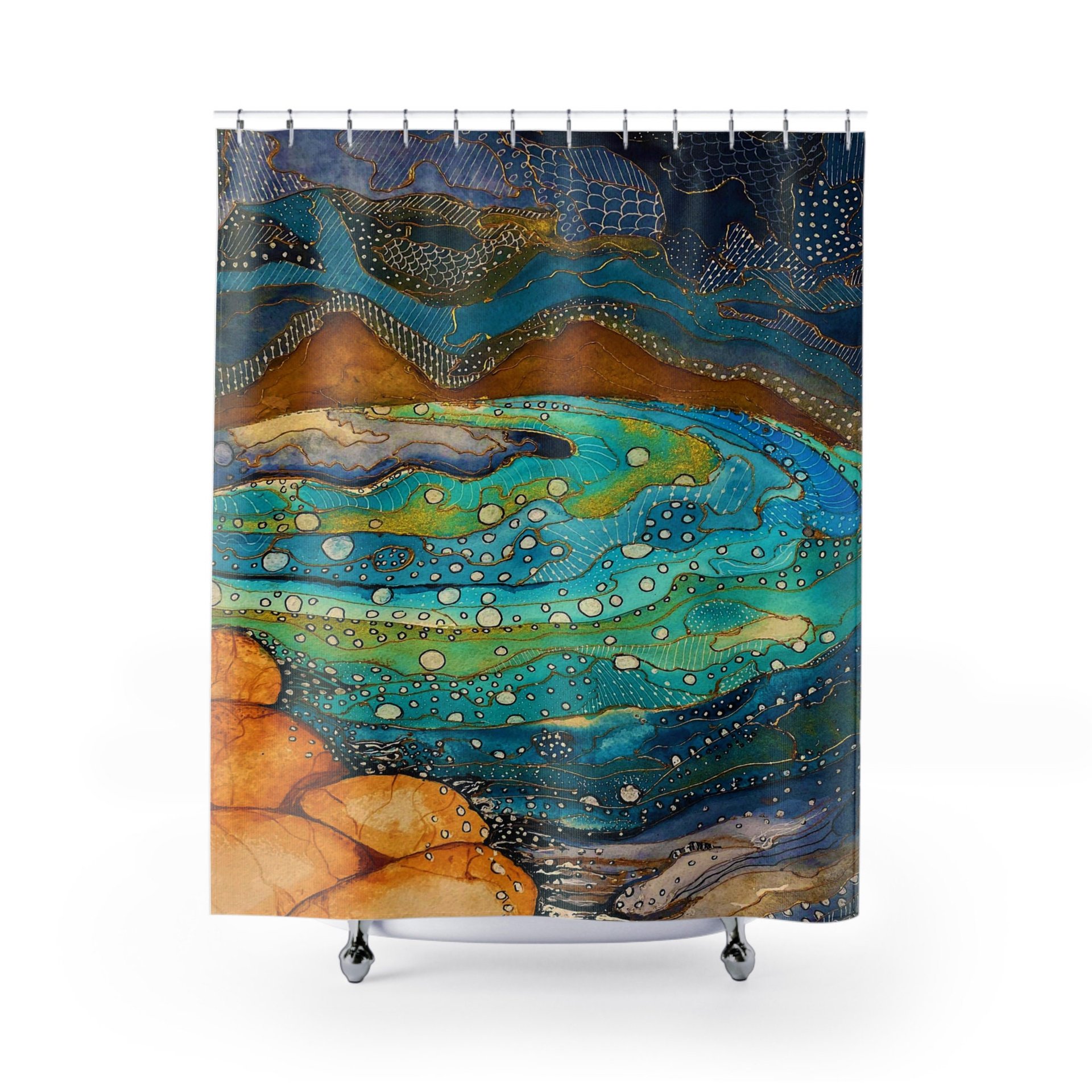 Nautical tropical island shower curtain