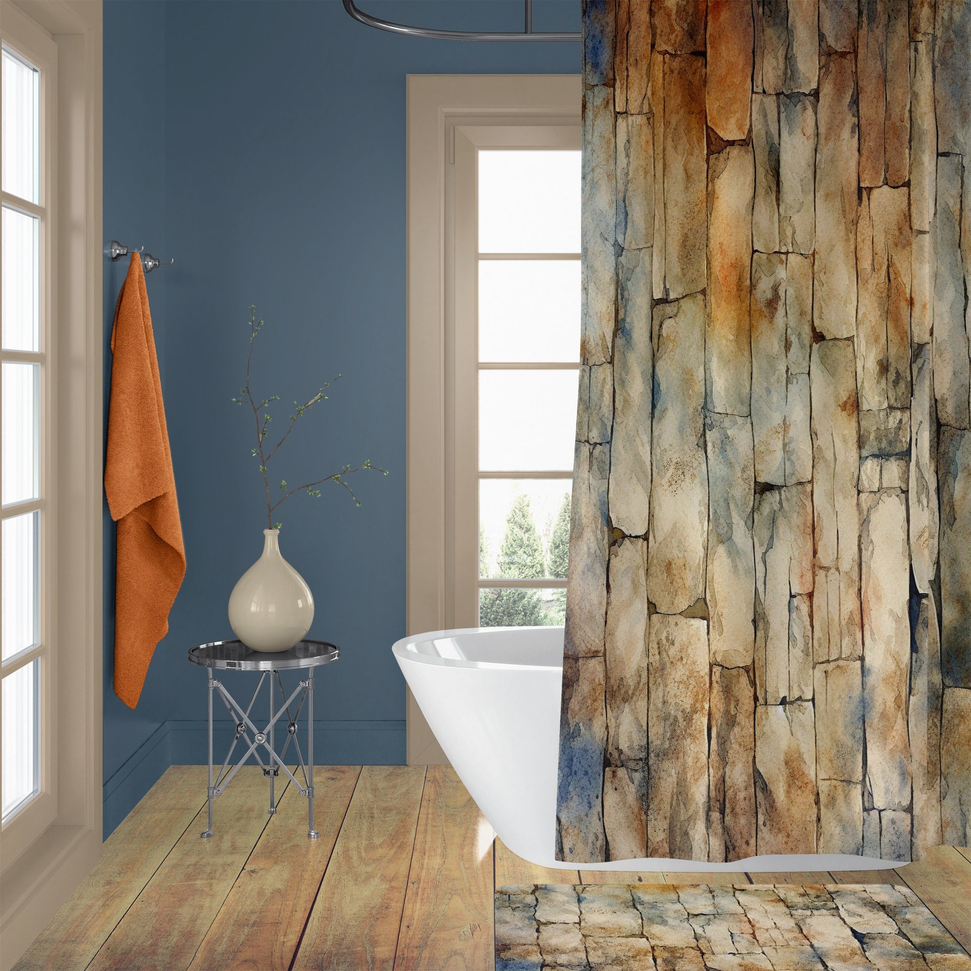 Sandstone Rock Wall Shower Curtain Set
