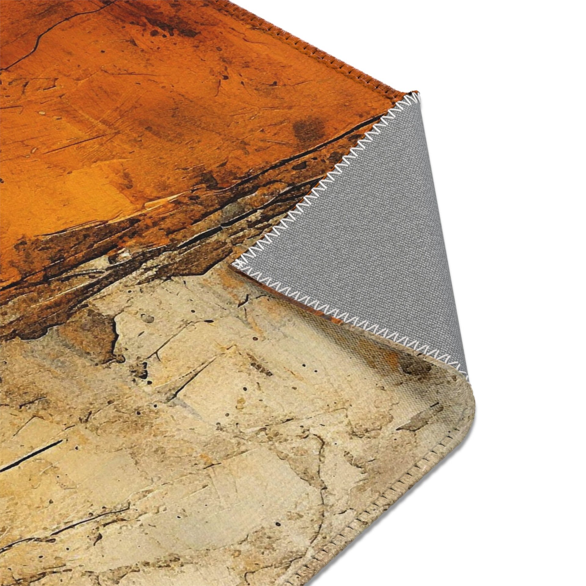 Abstract Industrial Rug – Flaking, Cracked Paint Texture rug back.