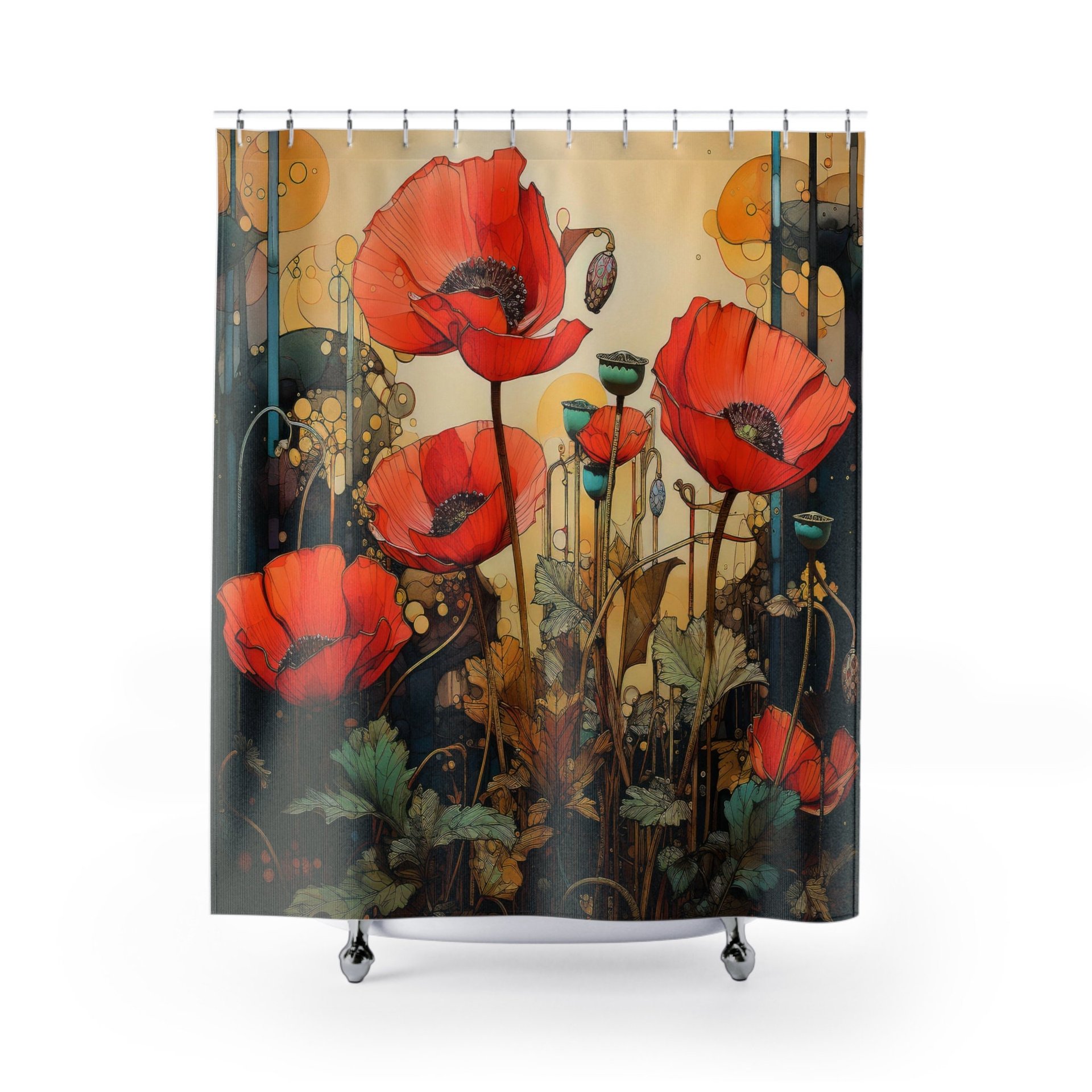 Art Nouveau Poppy Shower Curtain