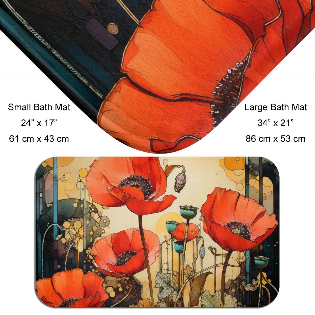 Art Nouveau Poppy Bathmat