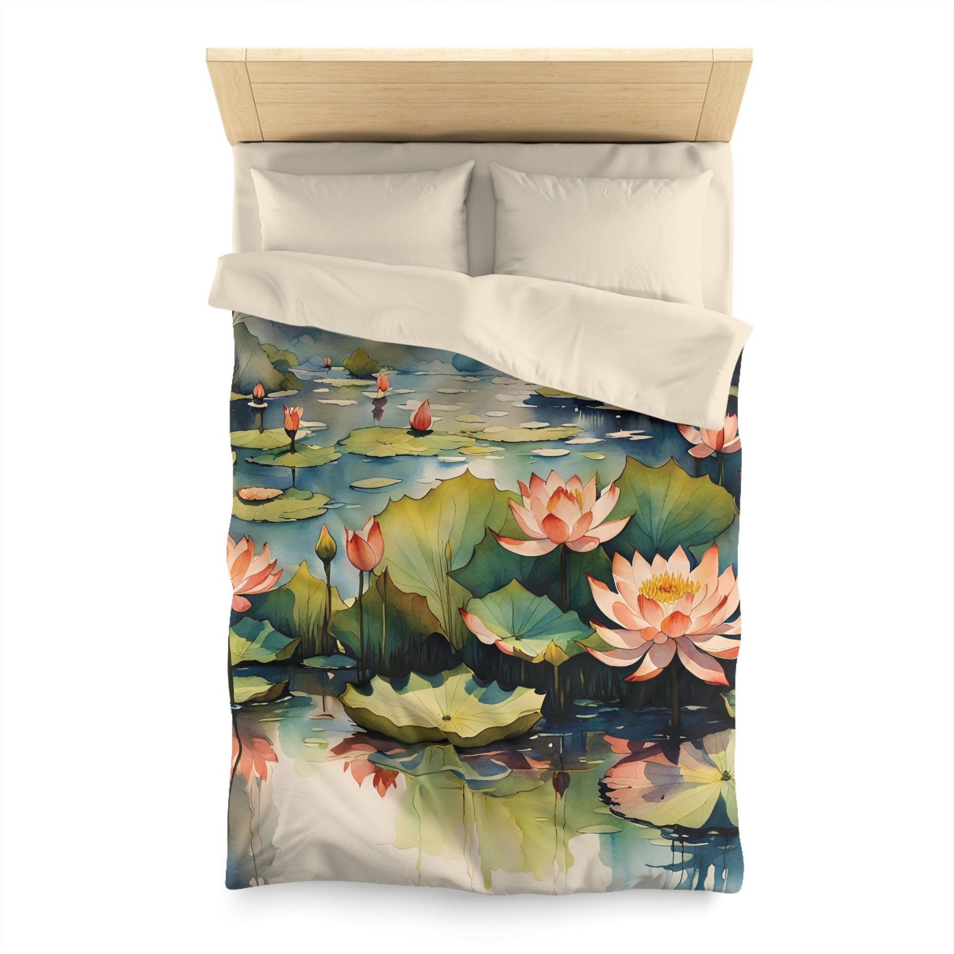 Twin size water lily duvet cover