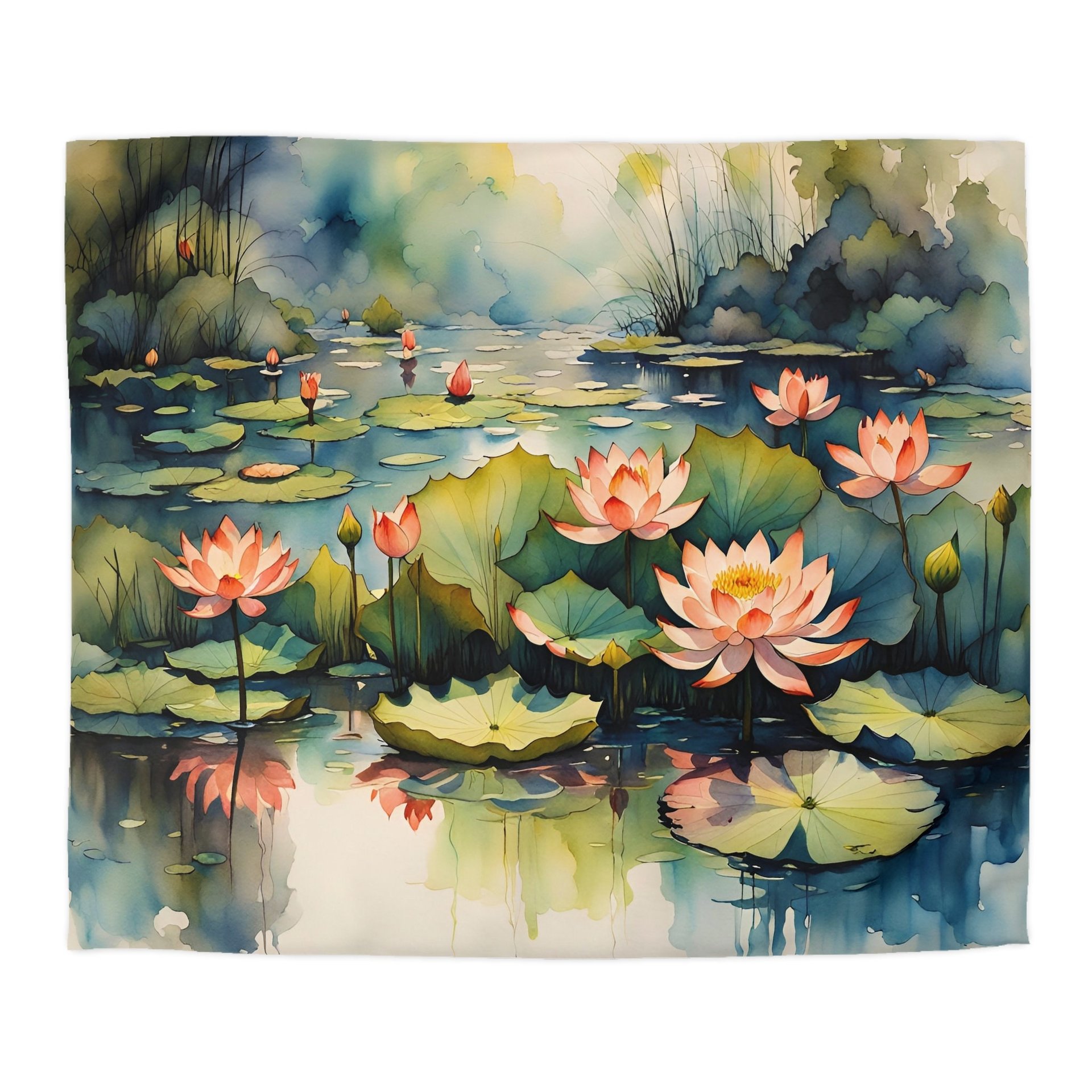 King size water lily duvet cover