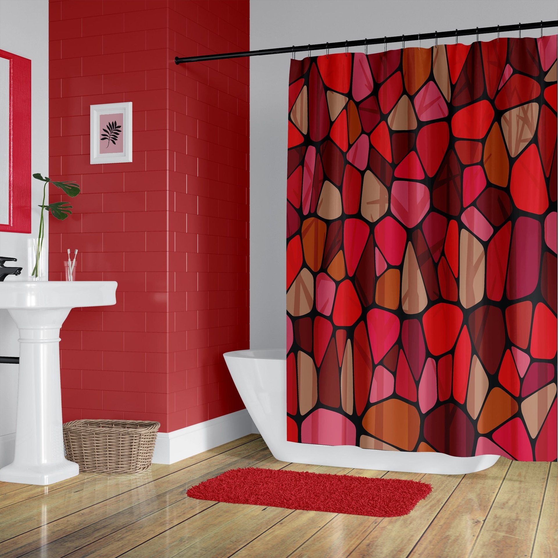 Red Stained Glass Shower Curtain