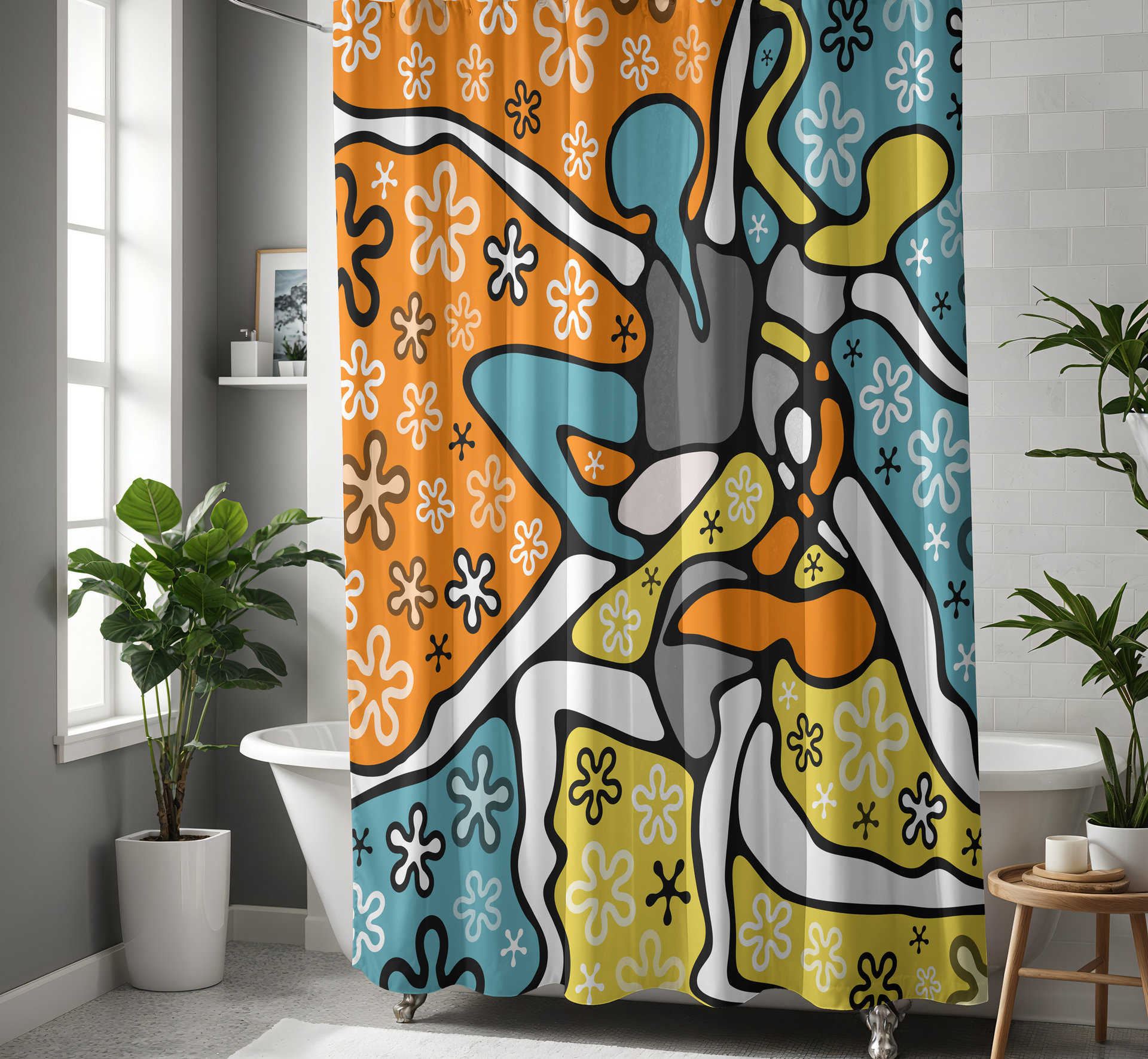 Funky Mid-Century Dancers Shower Curtain