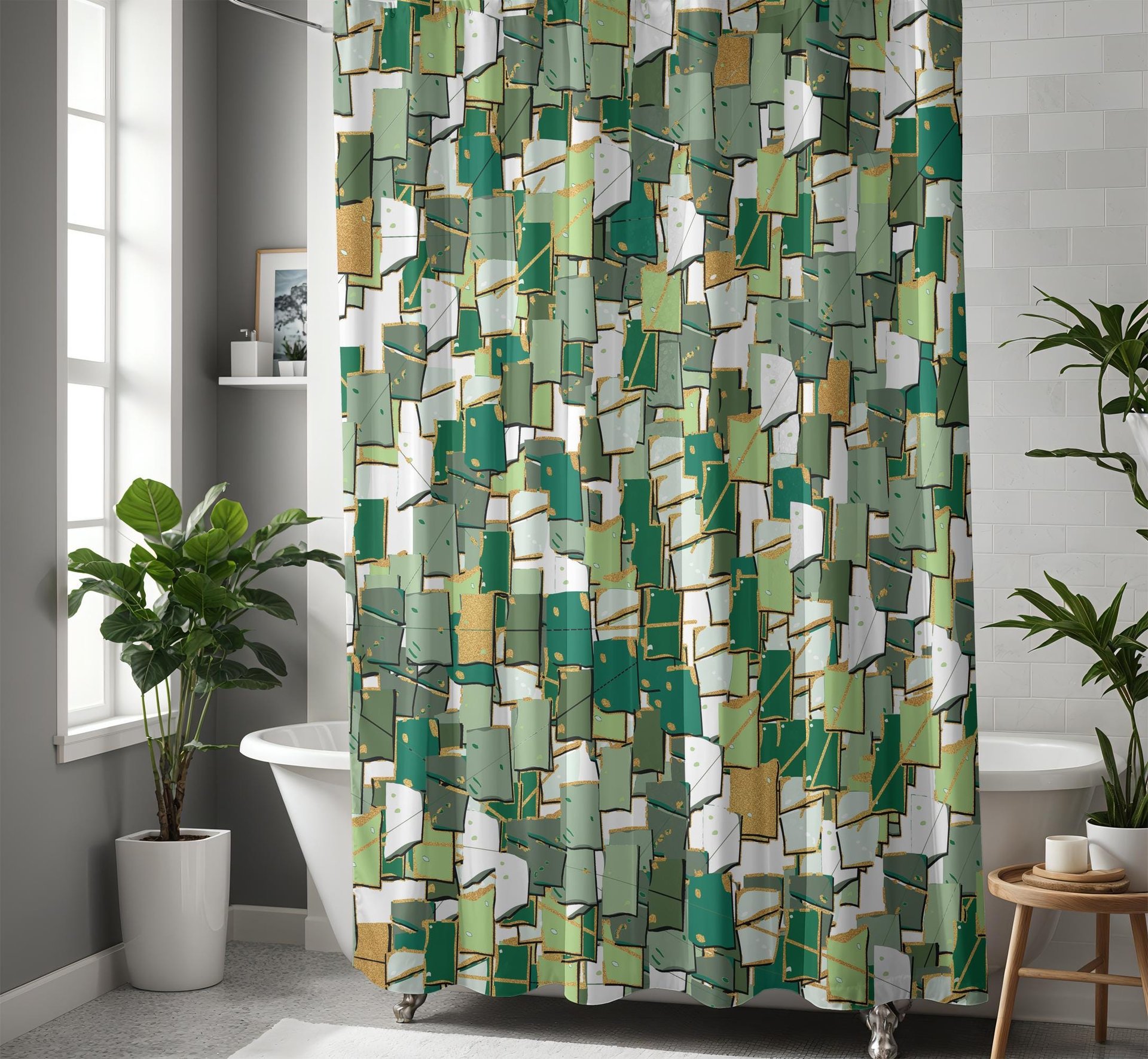 Green Rustic Lodge Style Shower Curtain