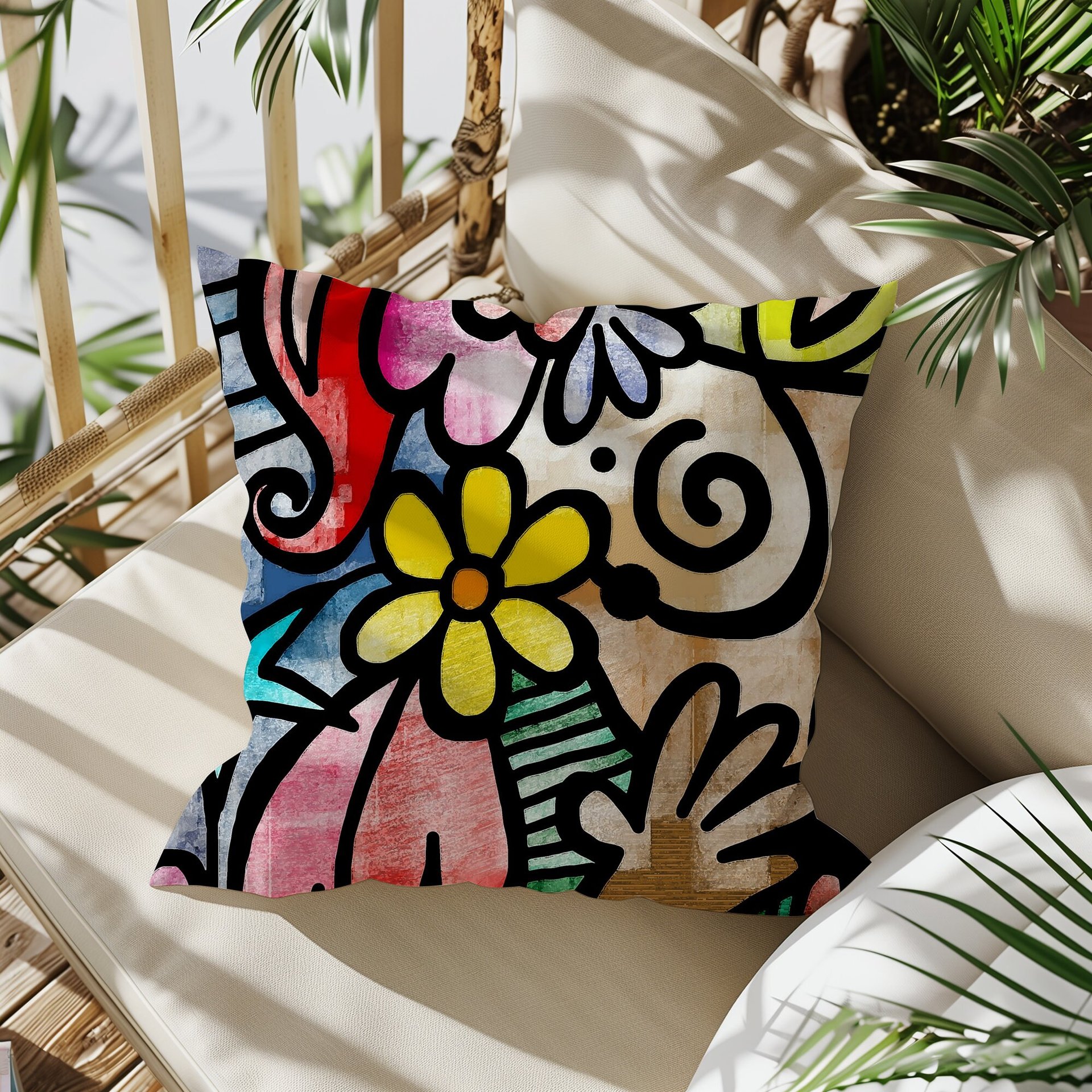 Pop Art Graffiti Doodles Pillow