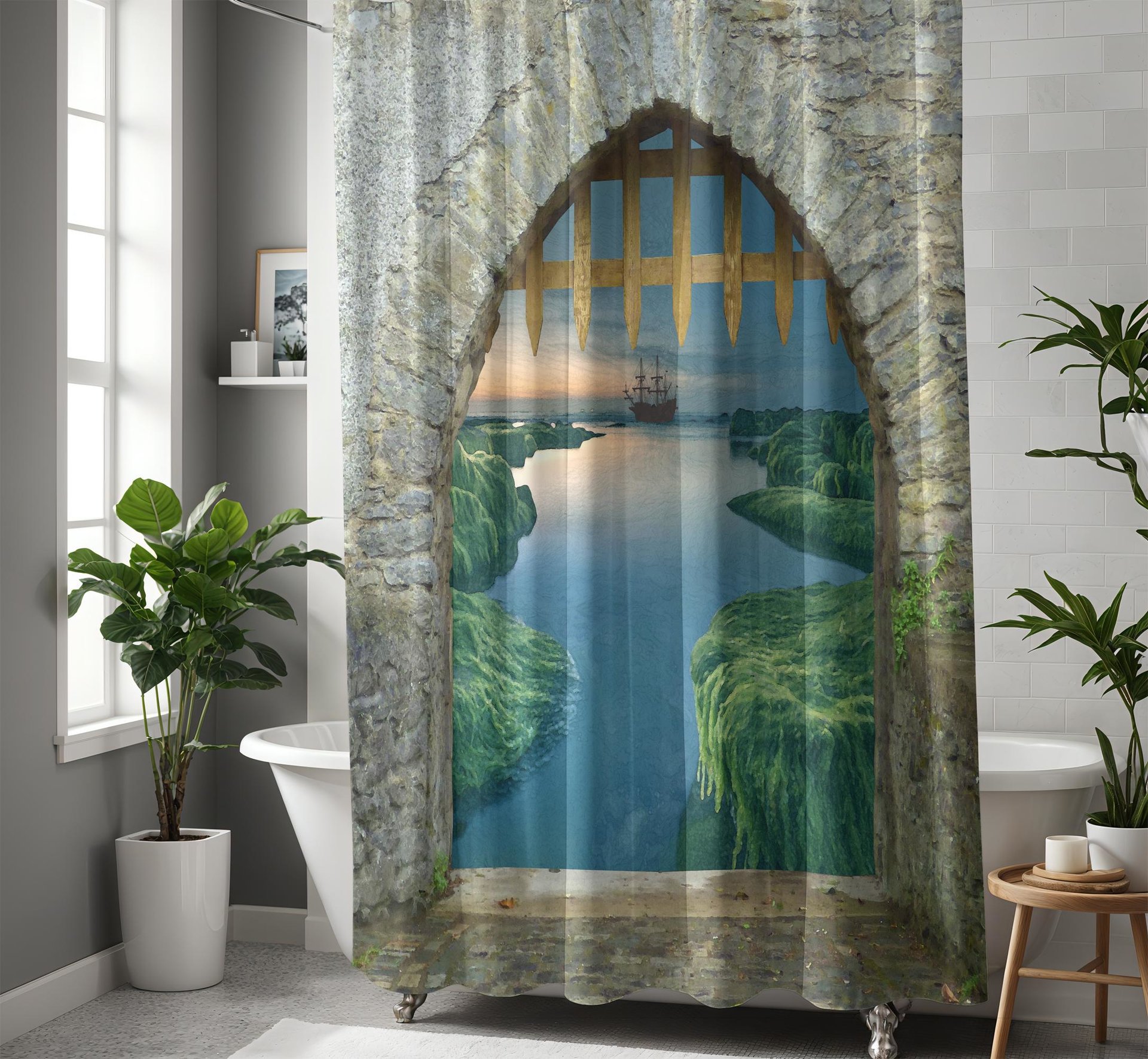 Medieval Castle Drawbridge Shower Curtain