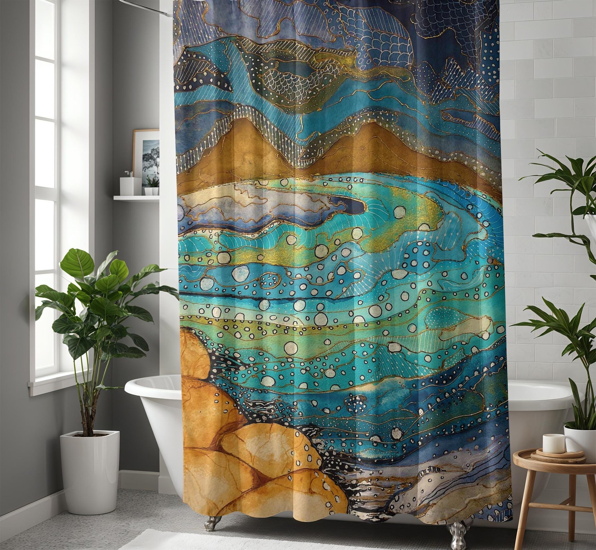 Watercolor Nautical Shower Curtain