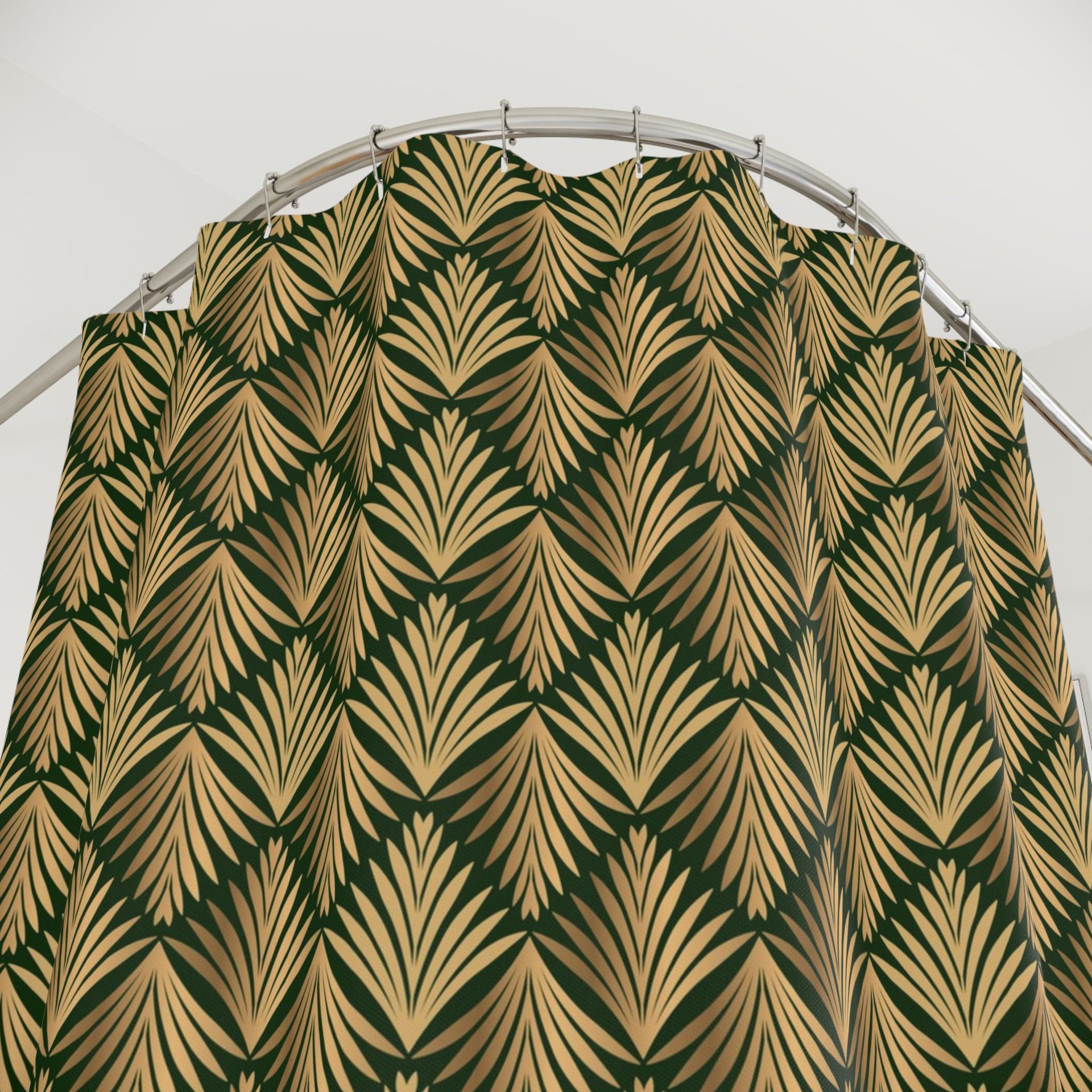 Floral Art Deco Shower Curtain top view