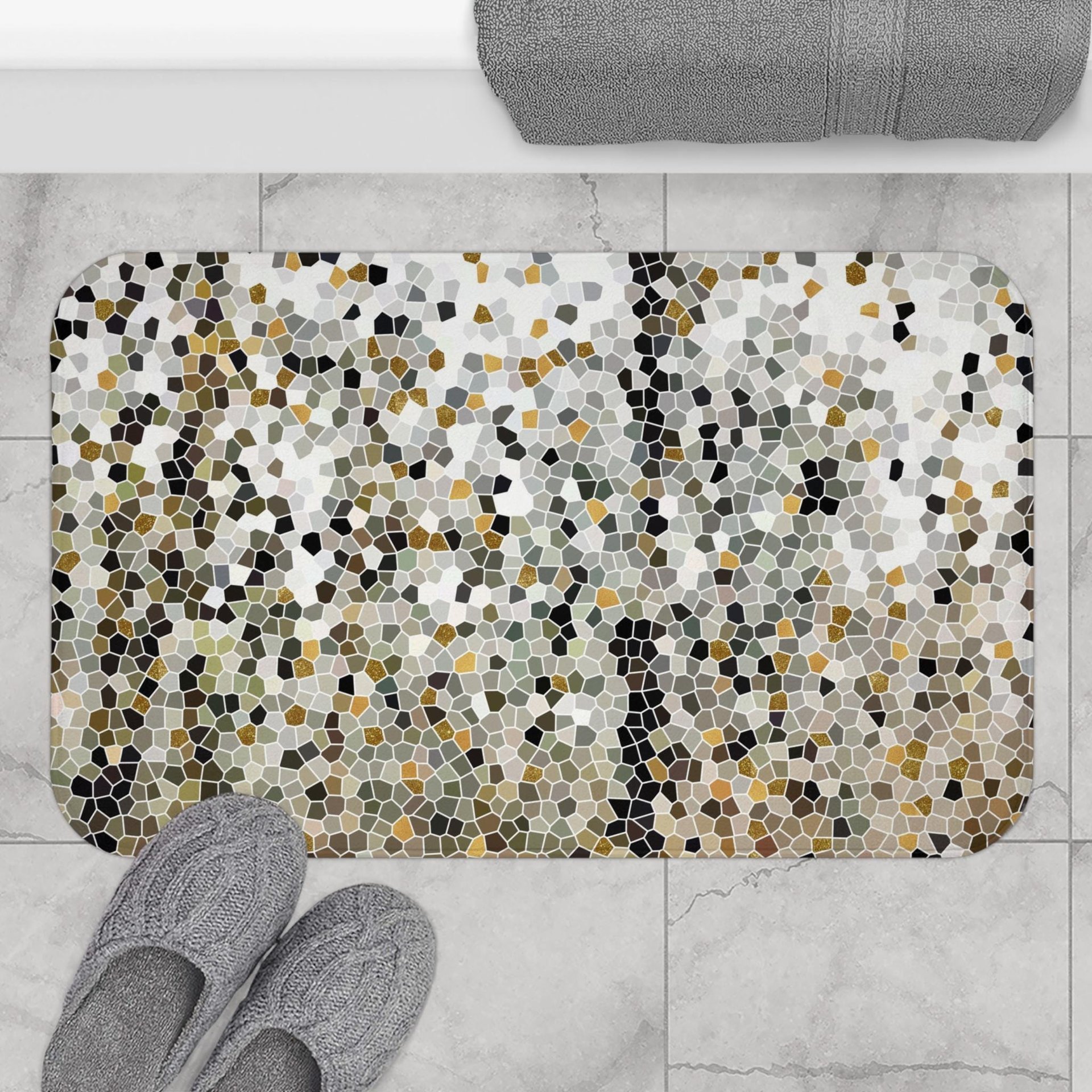 Winter Woodland Mosaic large bath mat
