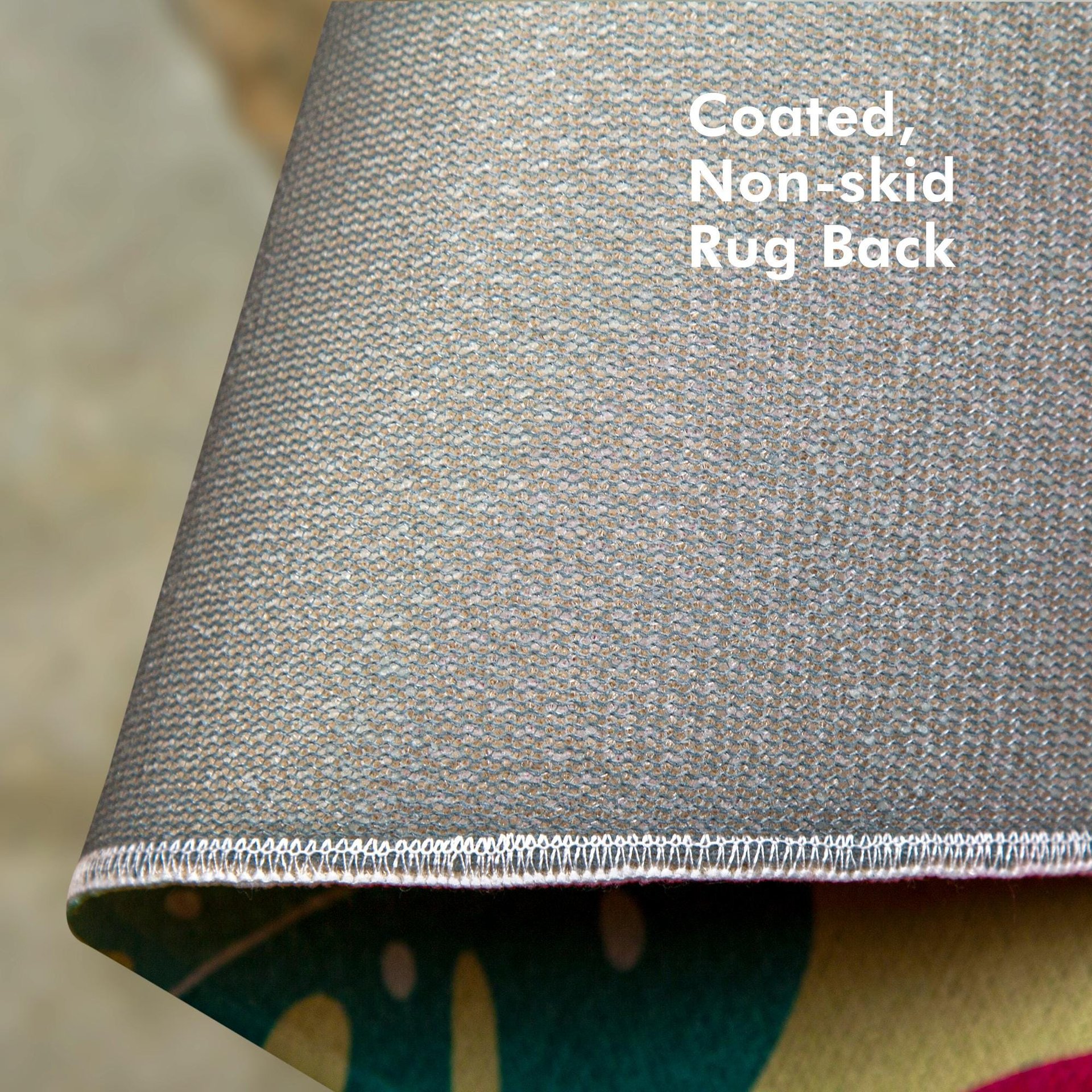 non skid coated back of rug.