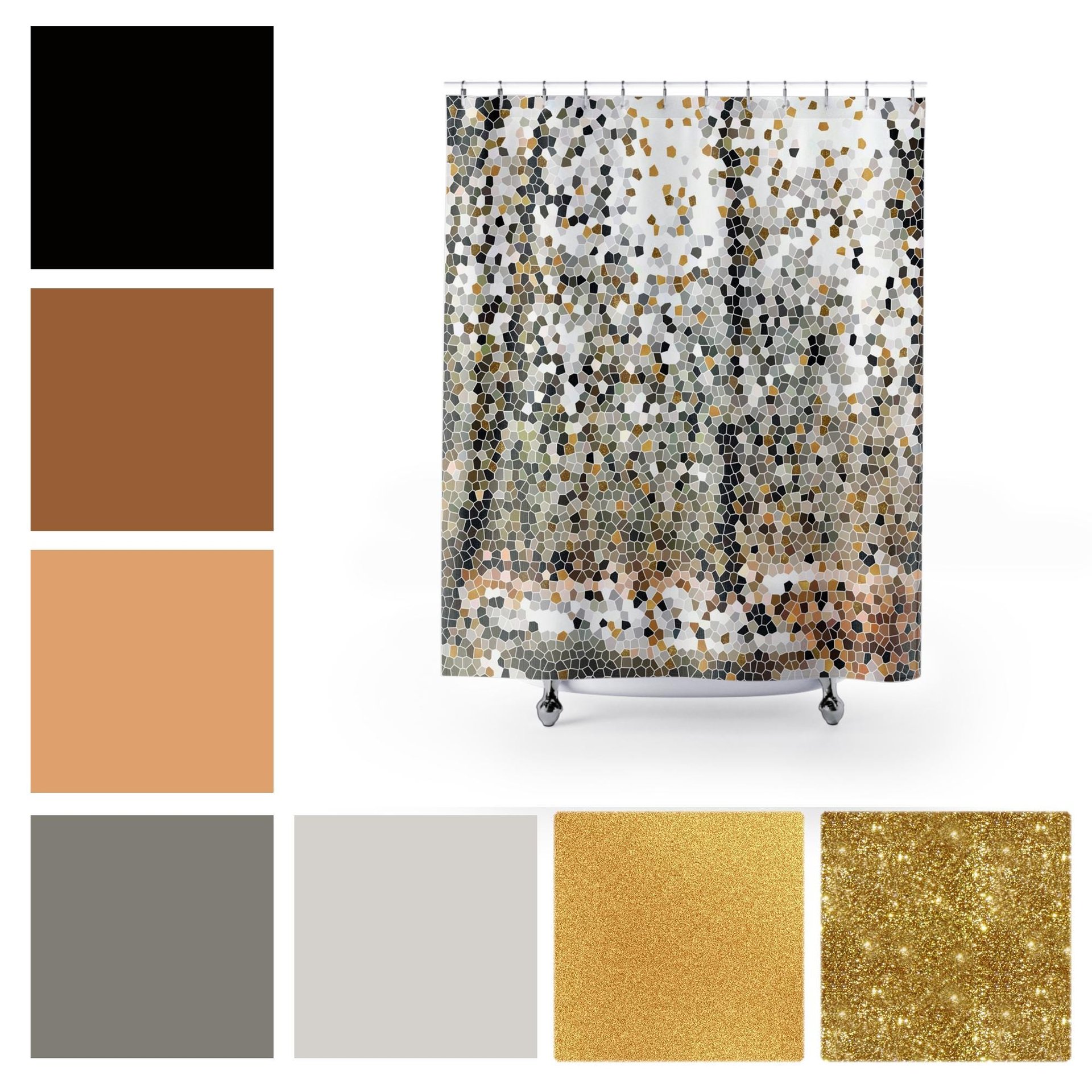 Winter Woodland Mosaic Shower Curtain color palette