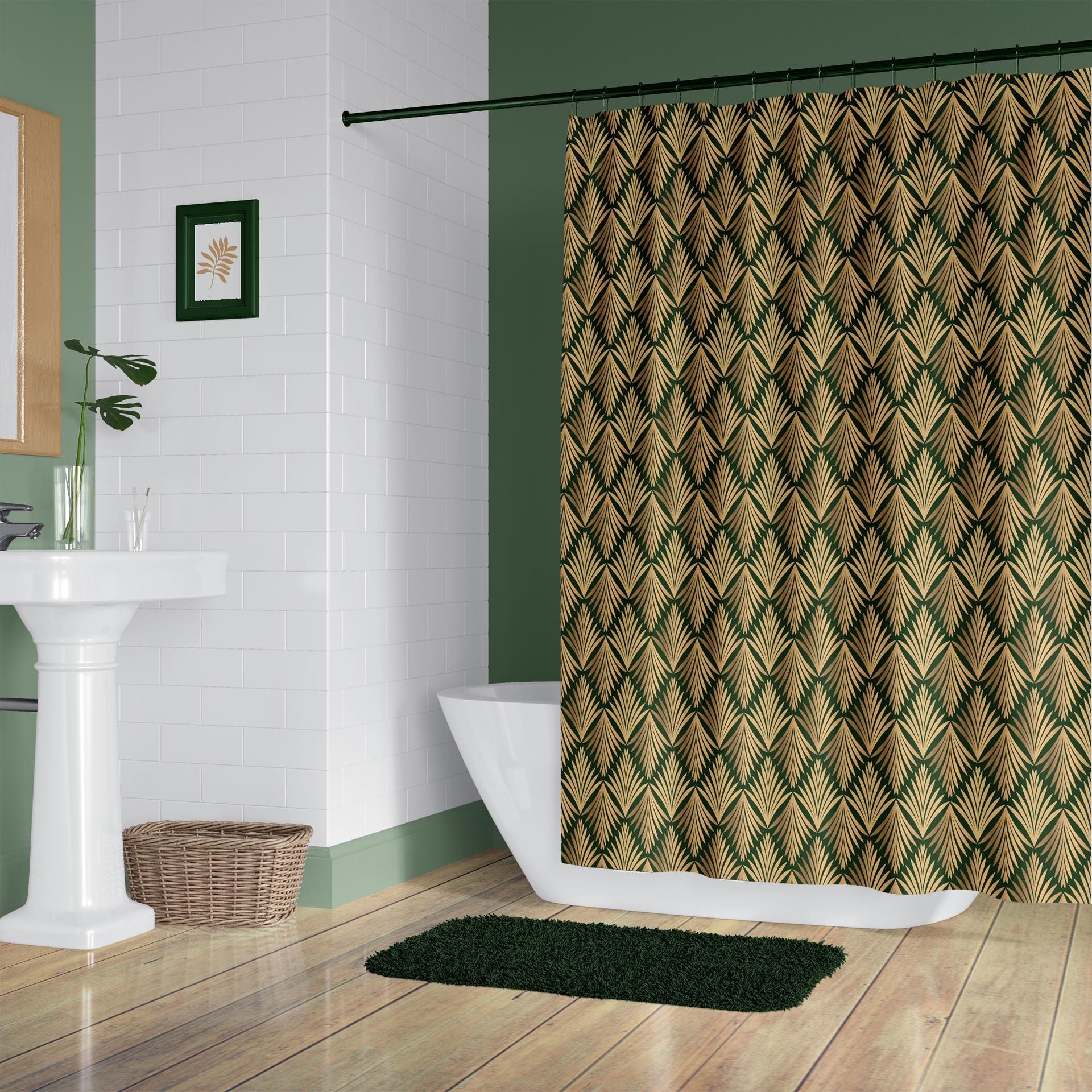 Floral Art Deco Shower Curtain