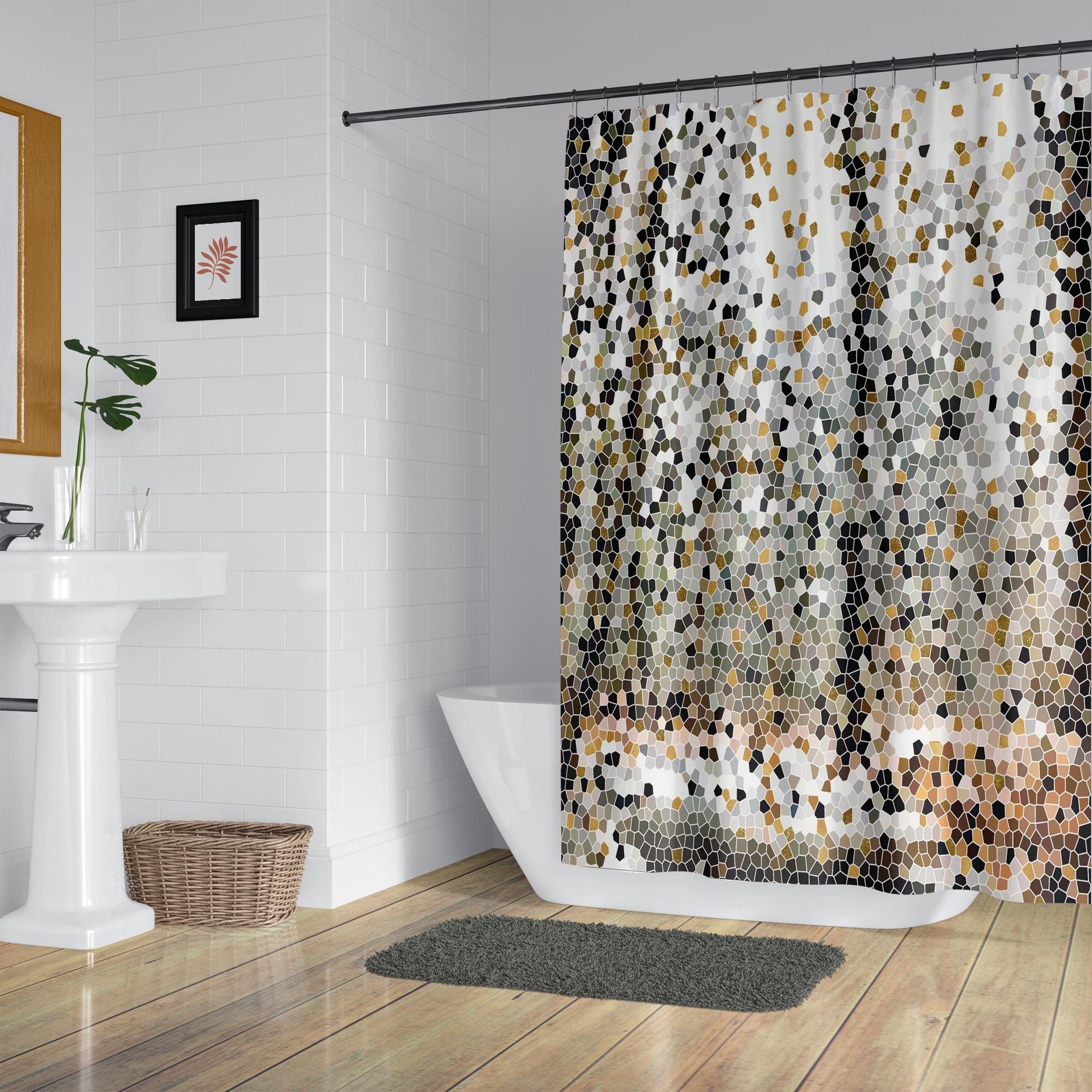Winter Woodland Mosaic Shower Curtain