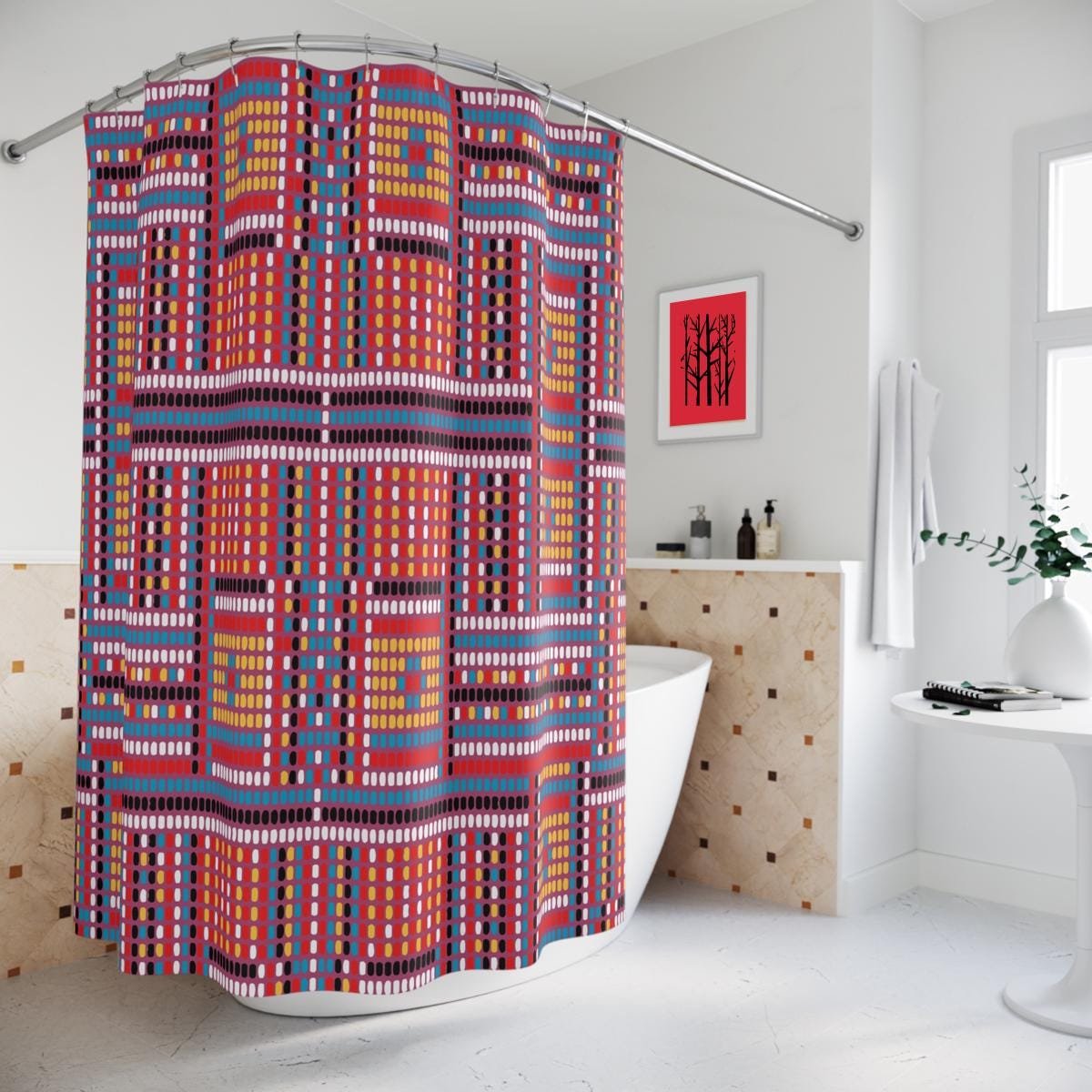 Colorful Beadwork Pattern Shower Curtain