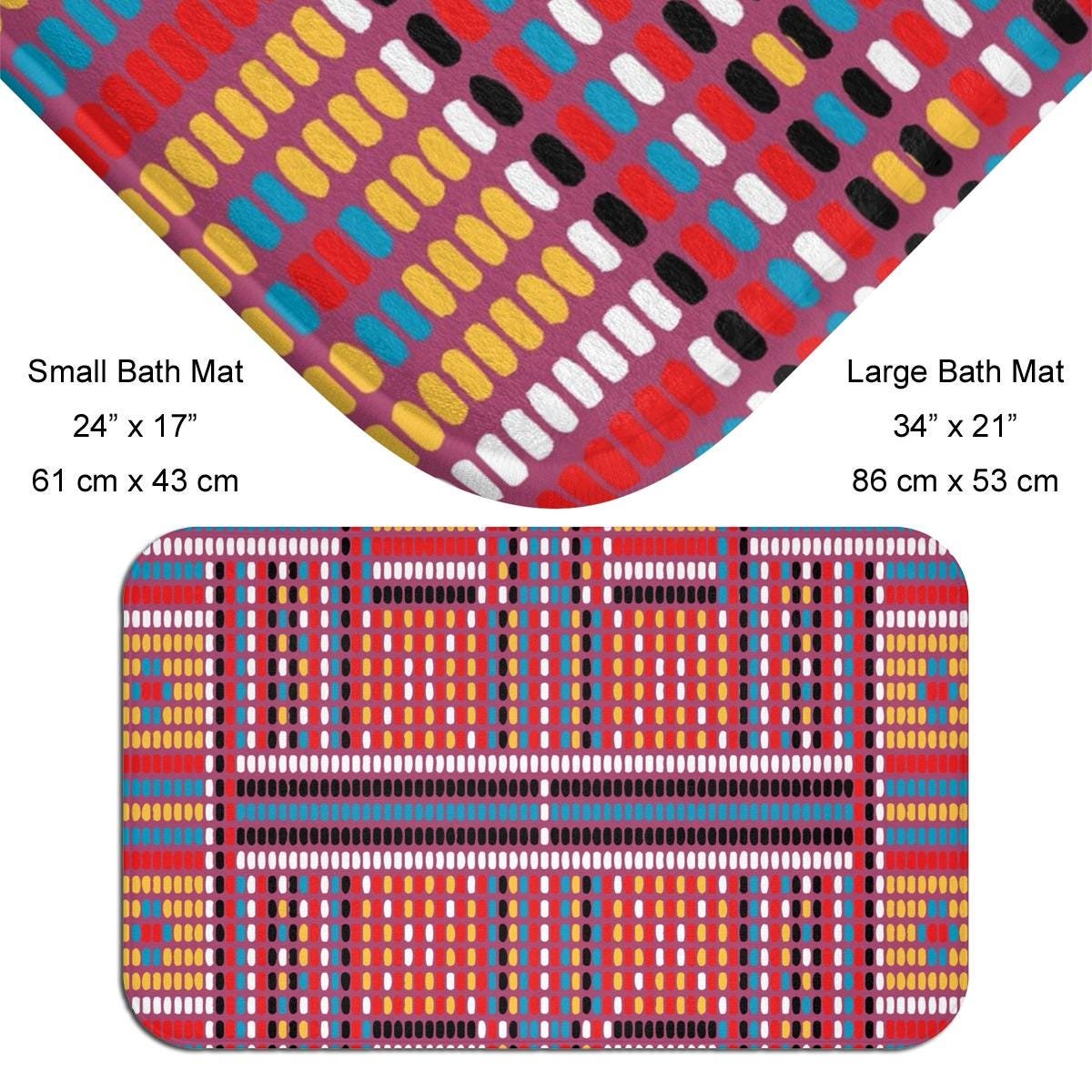Colorful Beadwork Pattern bath mat sizes