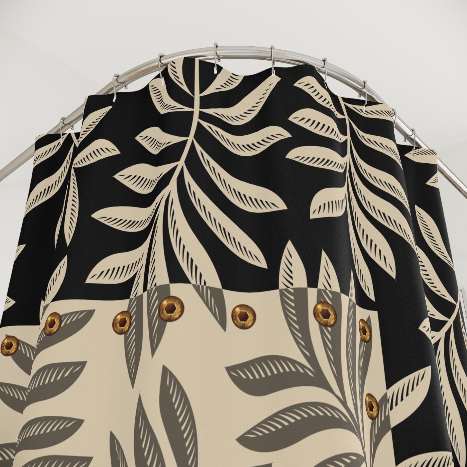 Neutral Leaf Pattern Shower Curtain - Industrial Style