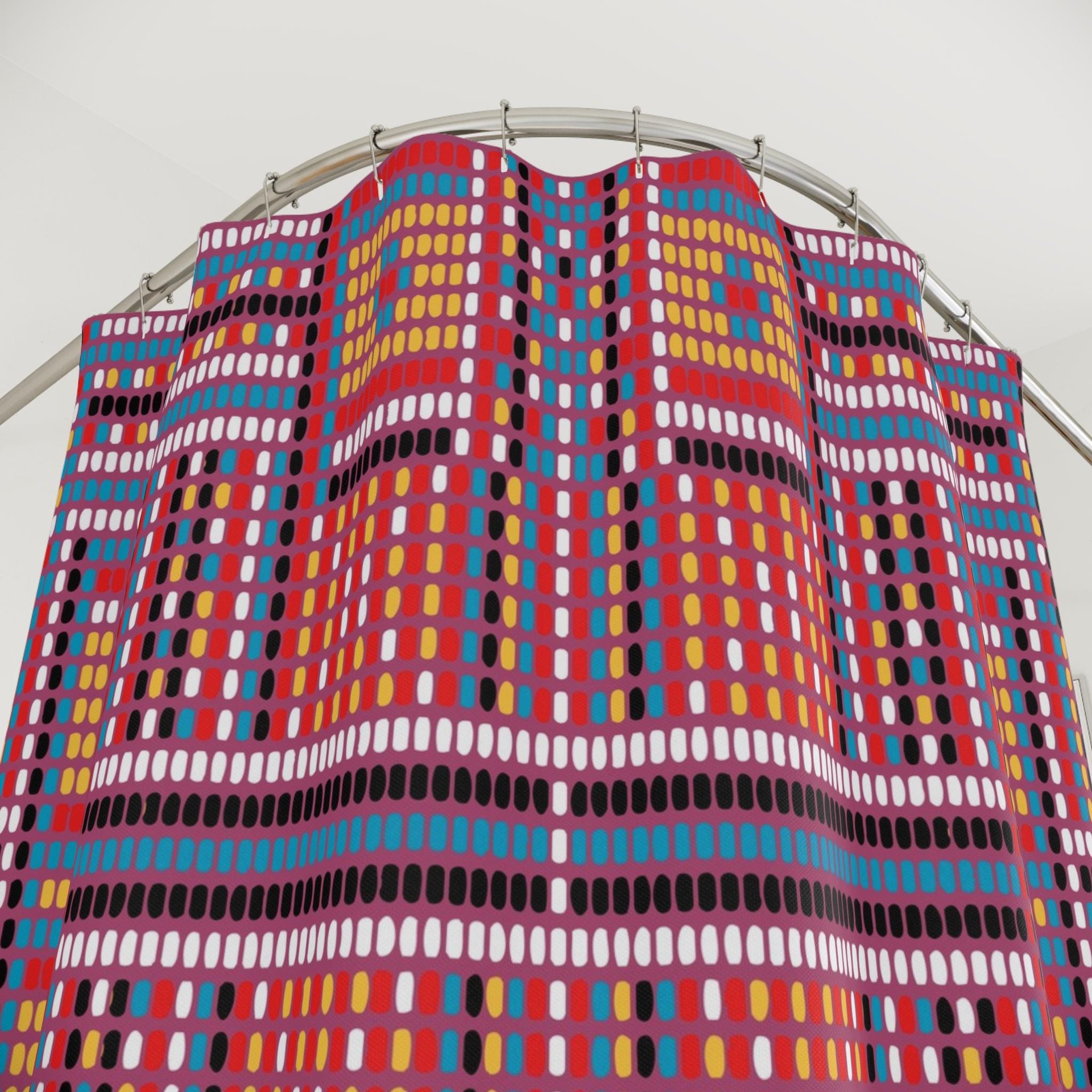 Colorful Beadwork Pattern Shower Curtain top view