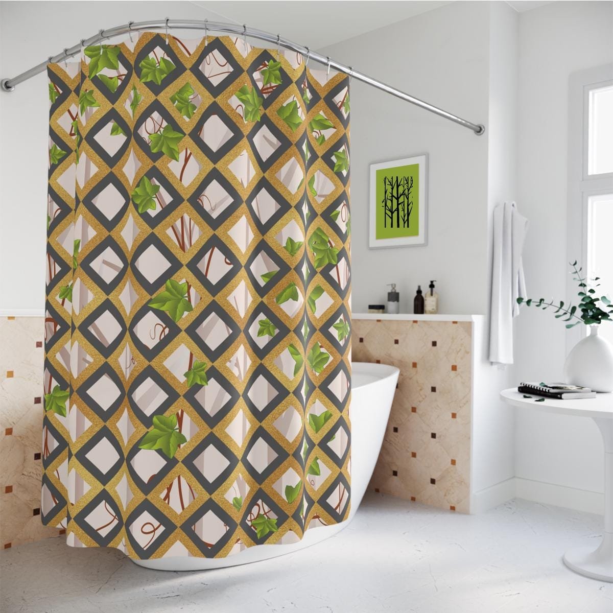Country Garden Lattice Shower Curtain