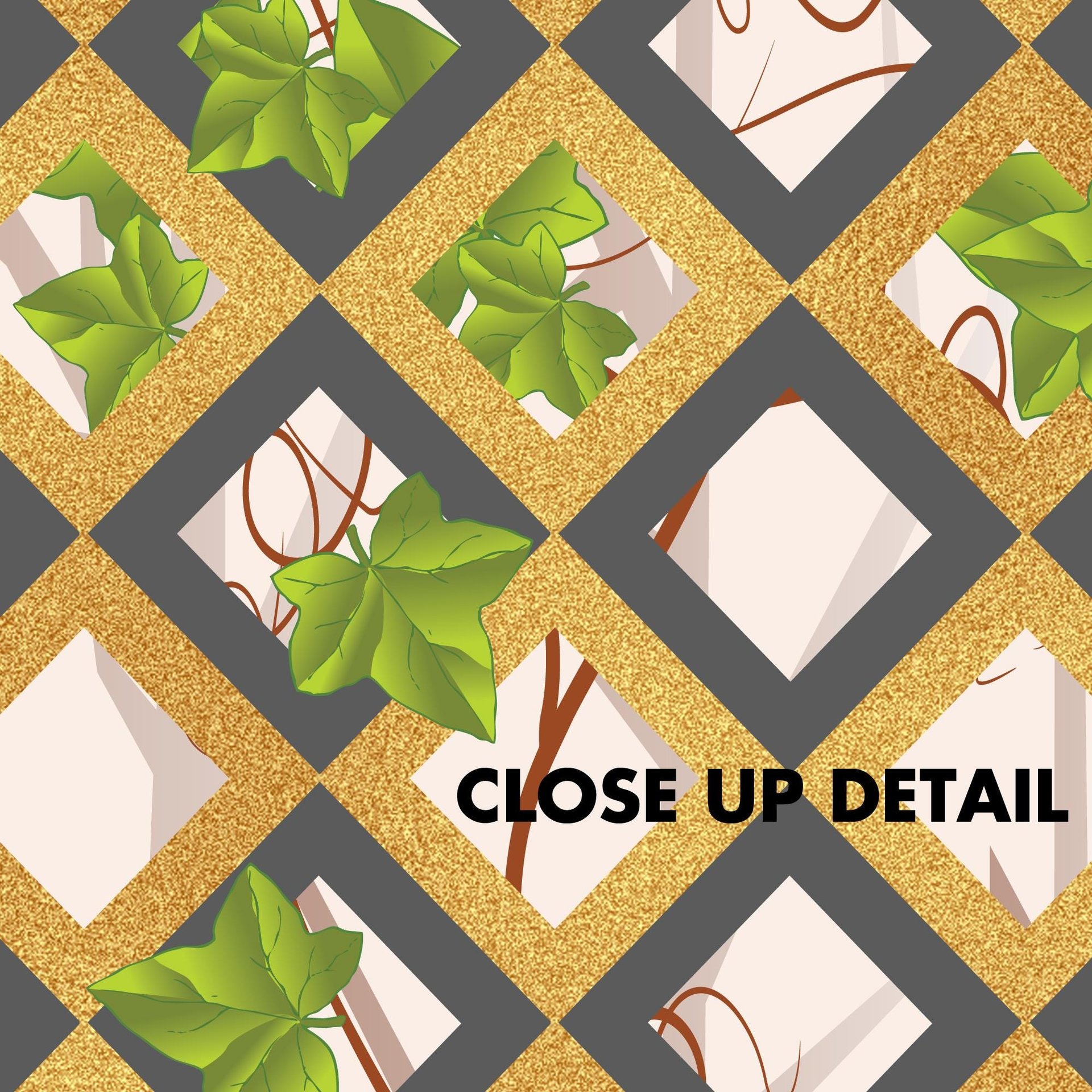 Country Garden Lattice Shower Curtain close up