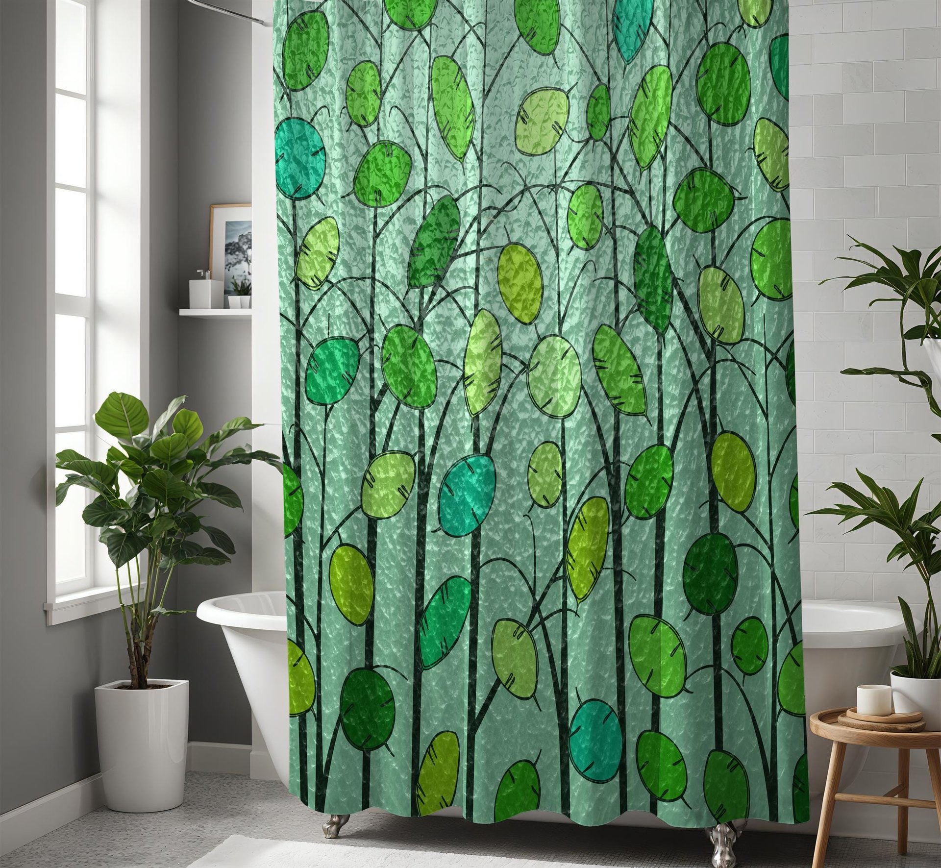 Green Honesty Plant Shower Curtain