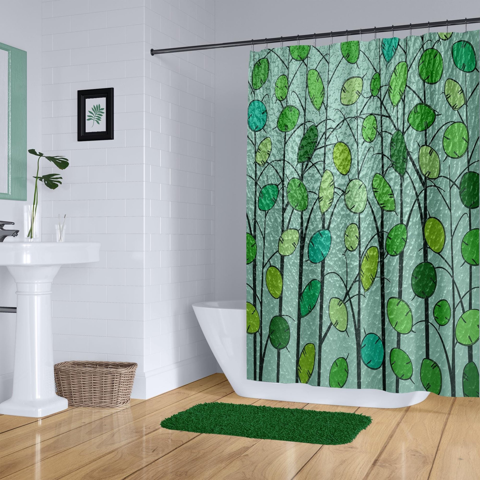 Green Honesty Plant Shower Curtain