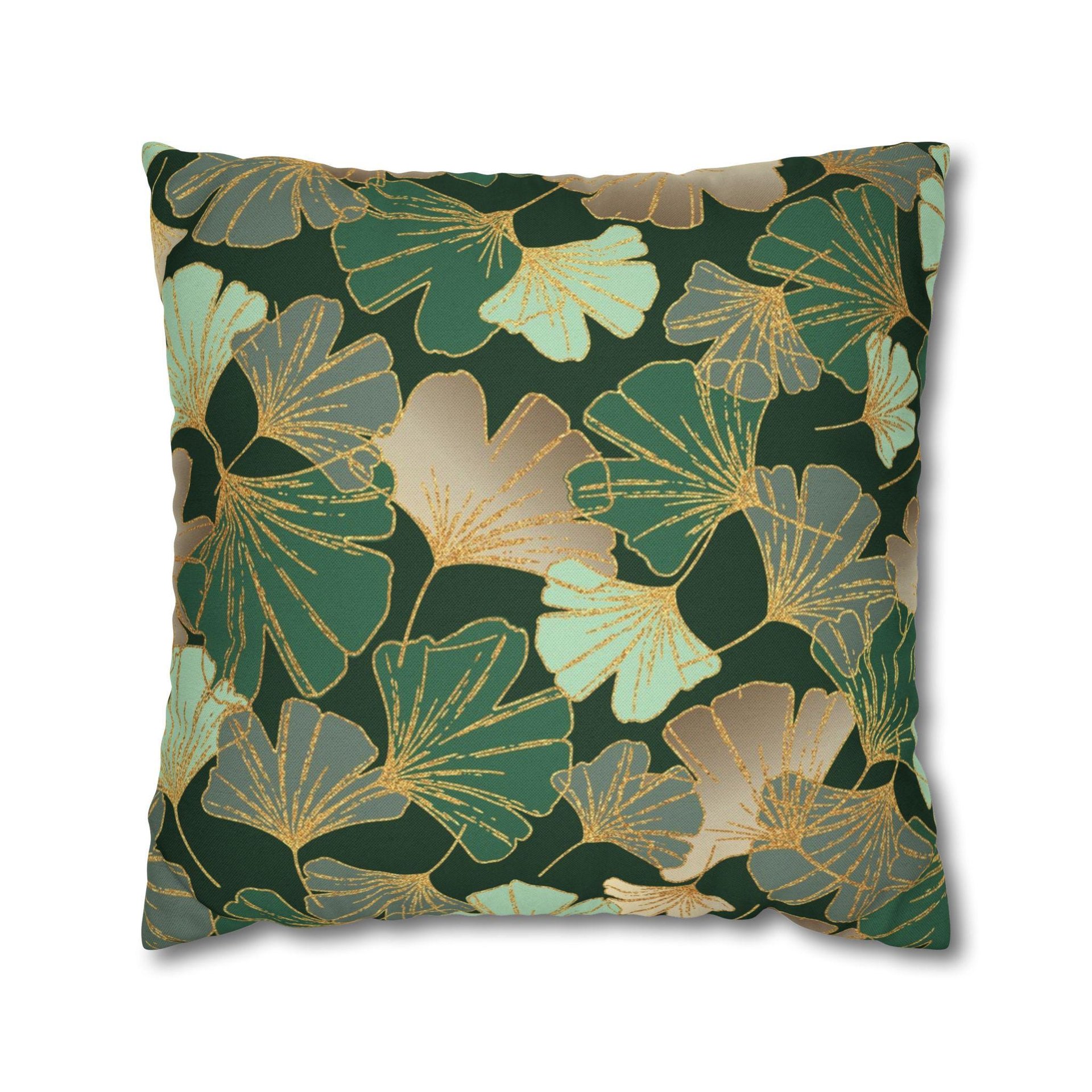 Asian Ginkgo Leaves Throw Pillow