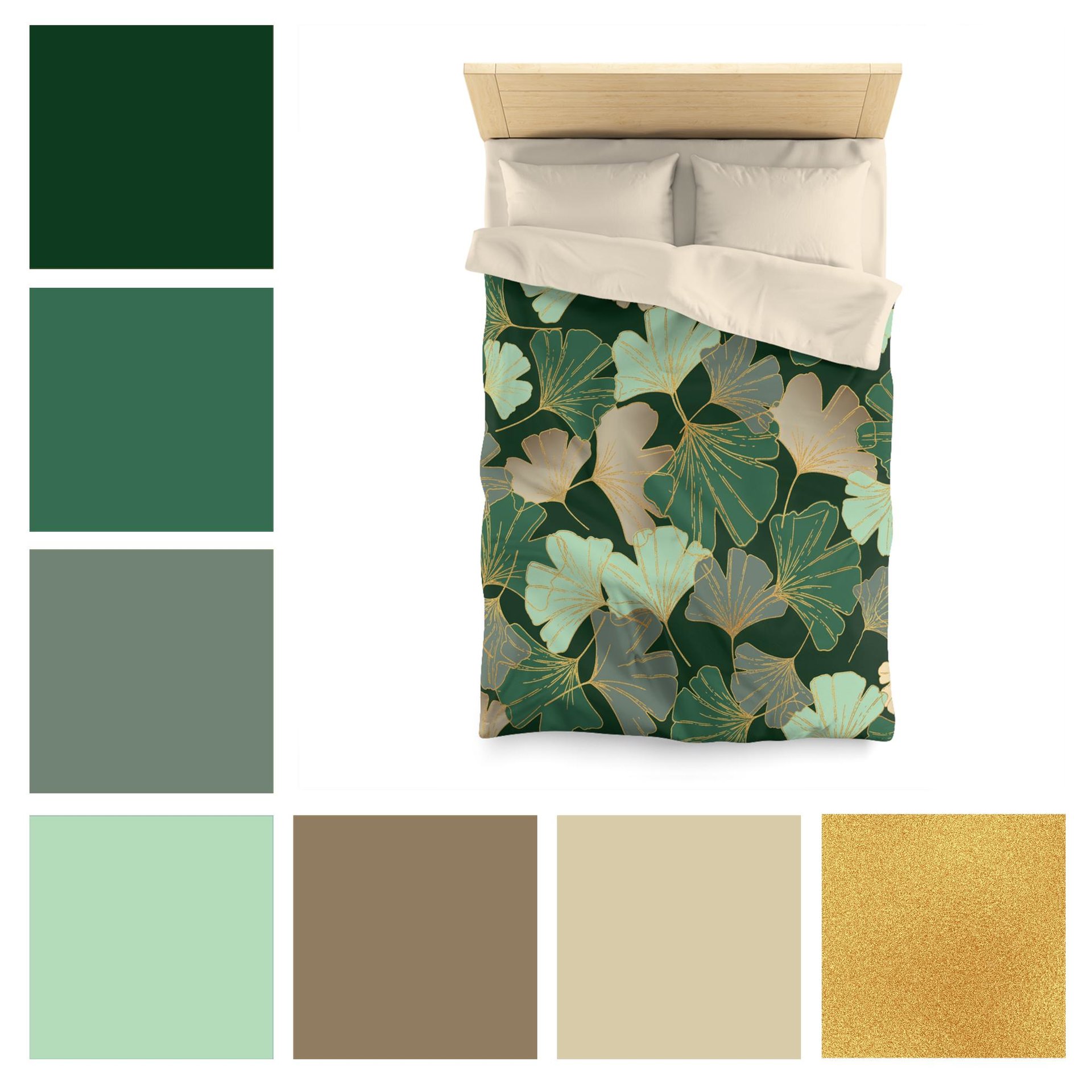 Ginkgo Leaf twin duvet cover with color swatches